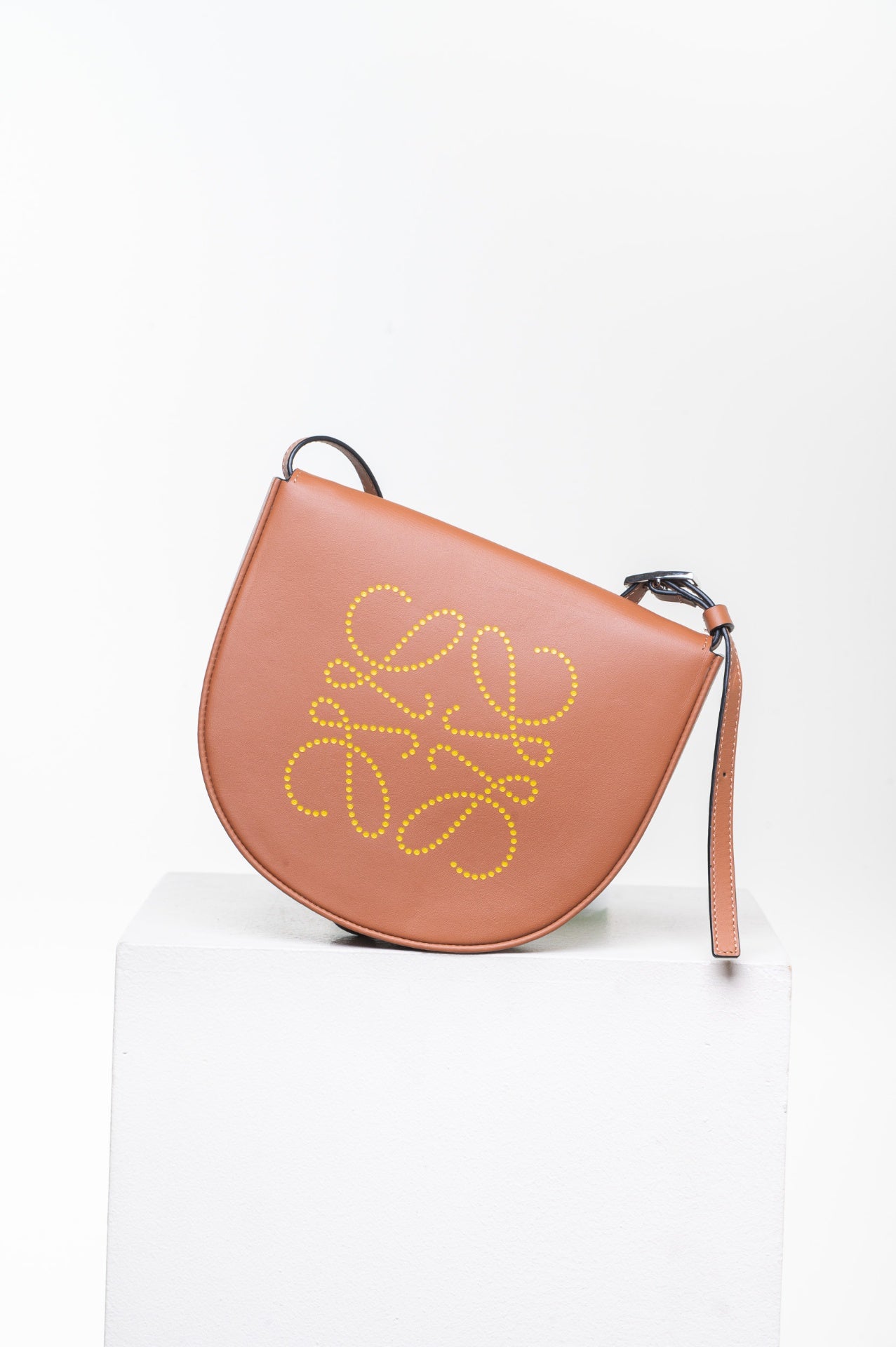 Brown Leather Mini Heel Crossbody Bag
