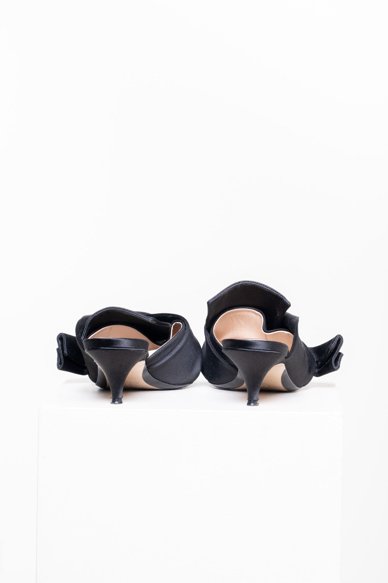 Black Satin Kitten Heels