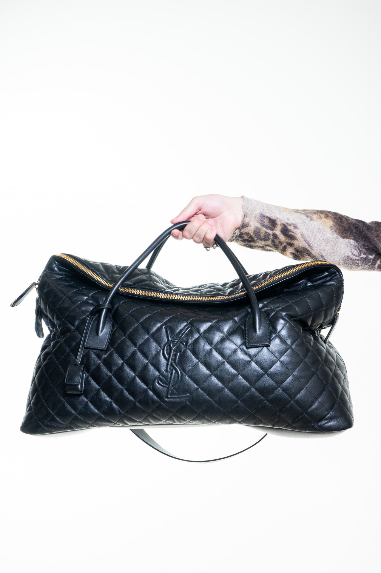 Black Leather ES Giant Travel Bag