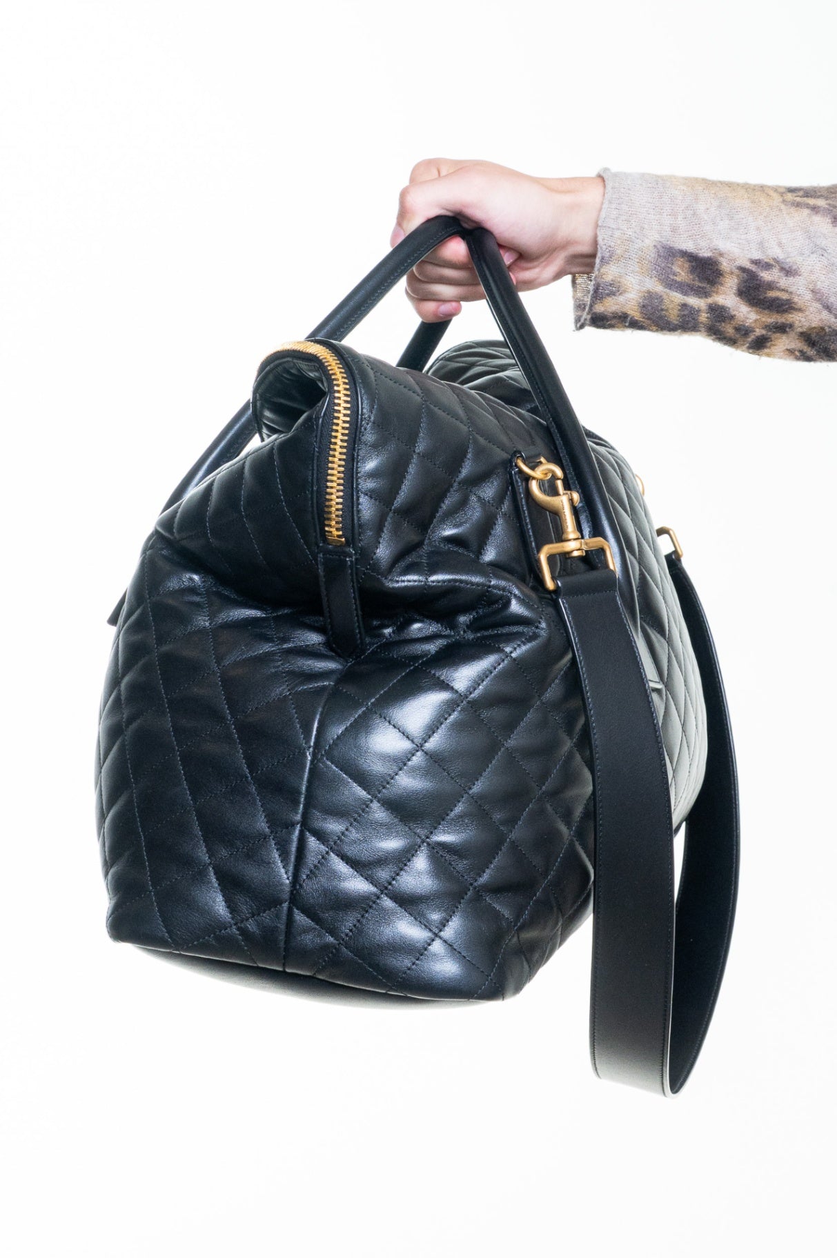 Black Leather ES Giant Travel Bag