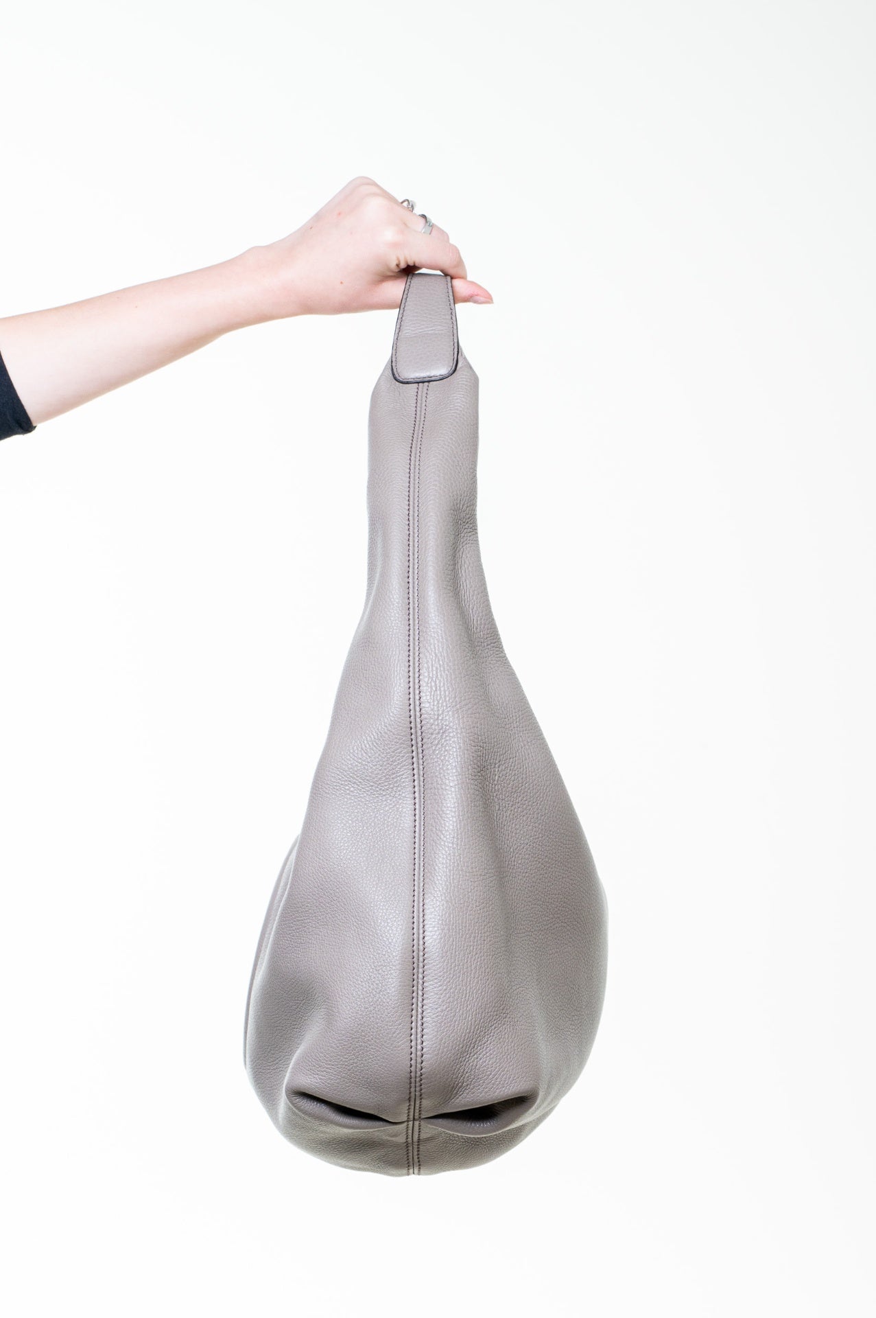 Taupe Large Leather Soho Hobo Tote Bag