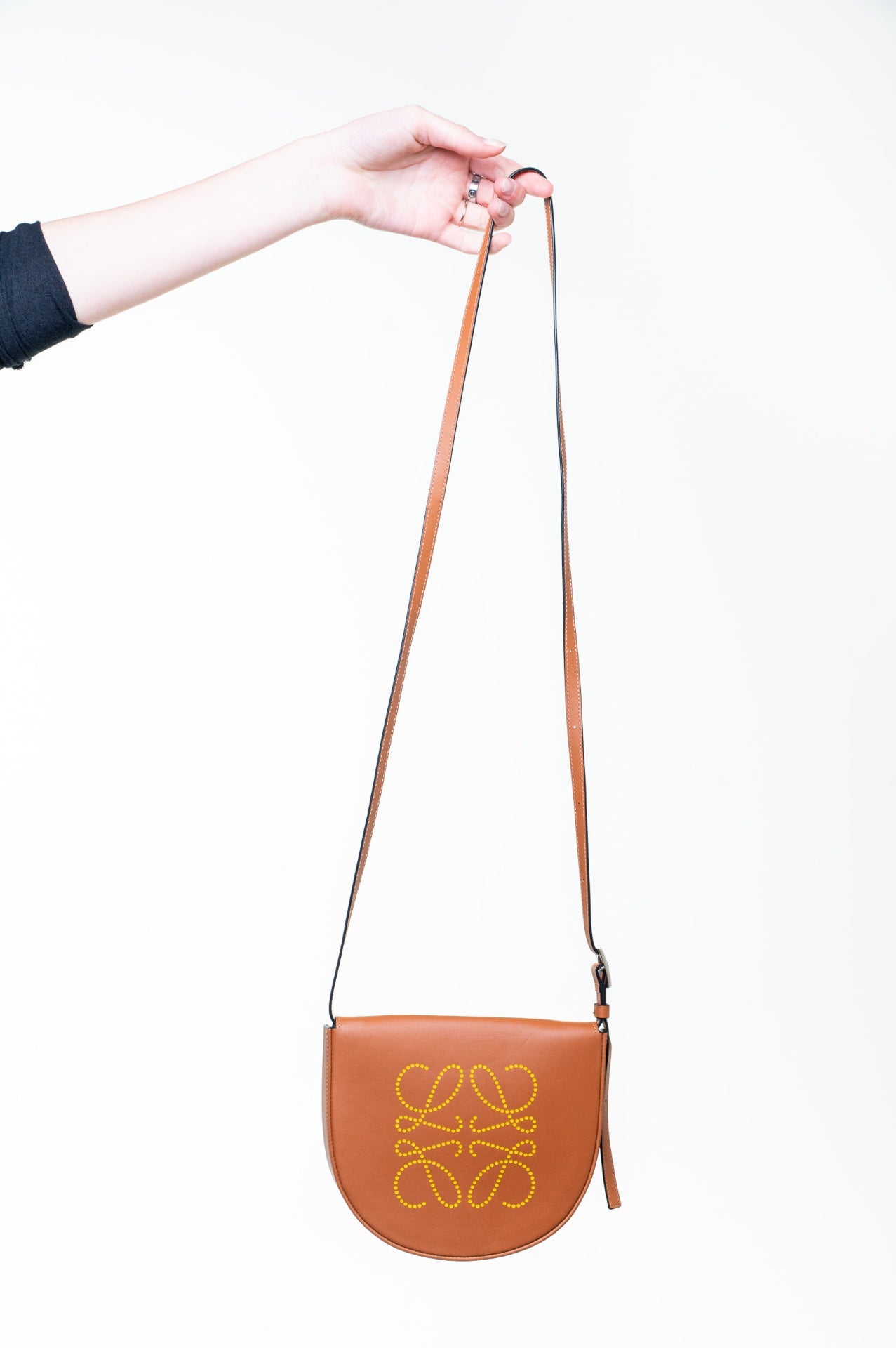 Brown Leather Mini Heel Crossbody Bag