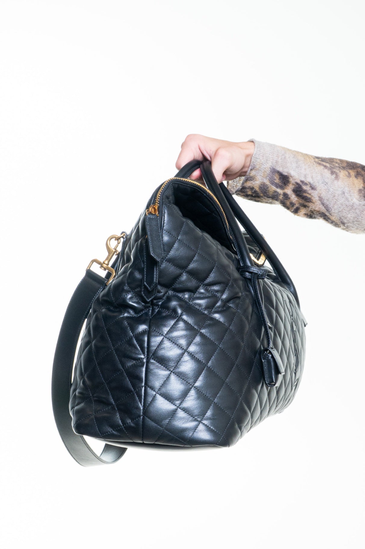 Black Leather ES Giant Travel Bag