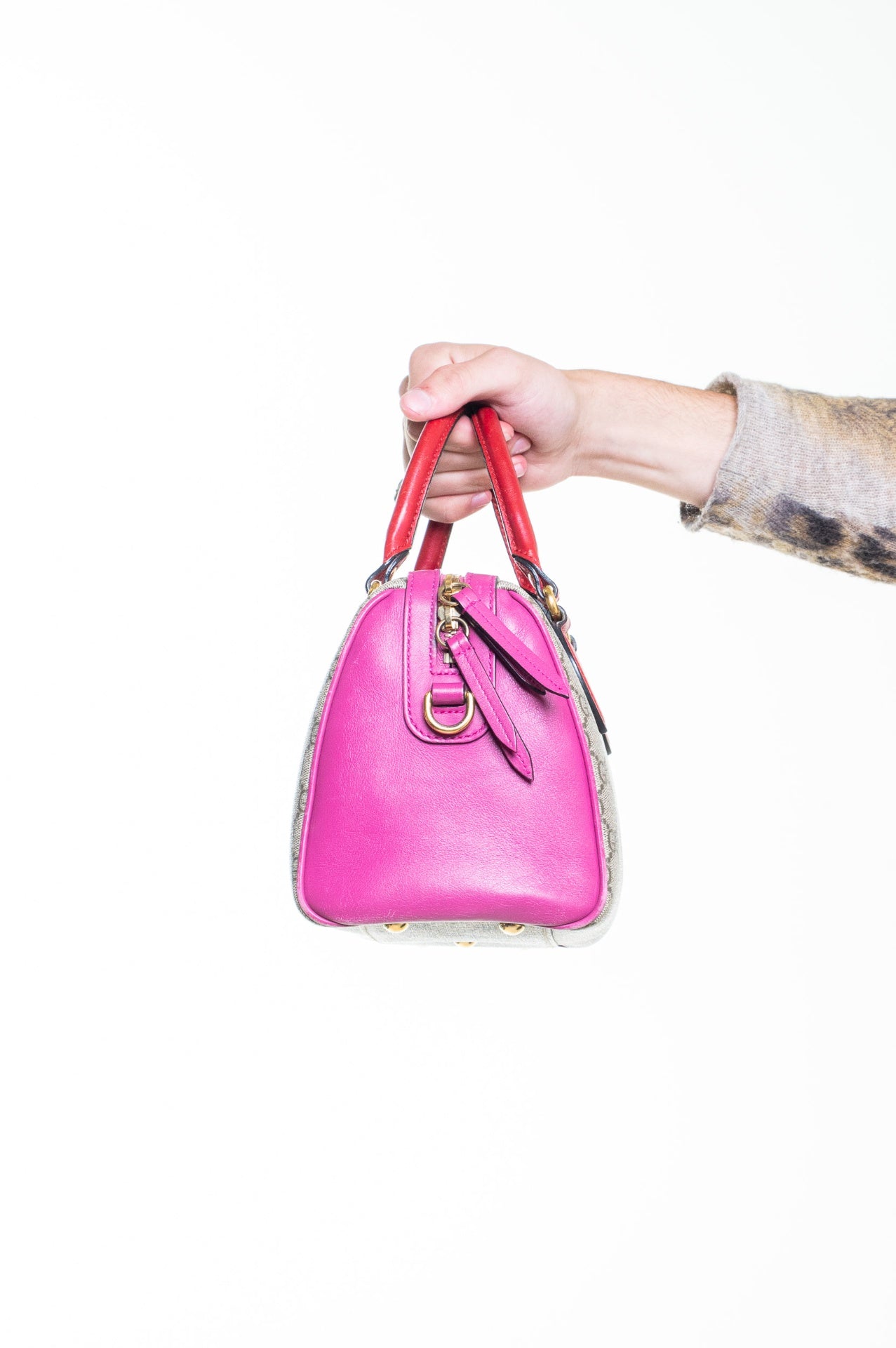 Pink Ebony Monogram GG Supreme Boston Bag