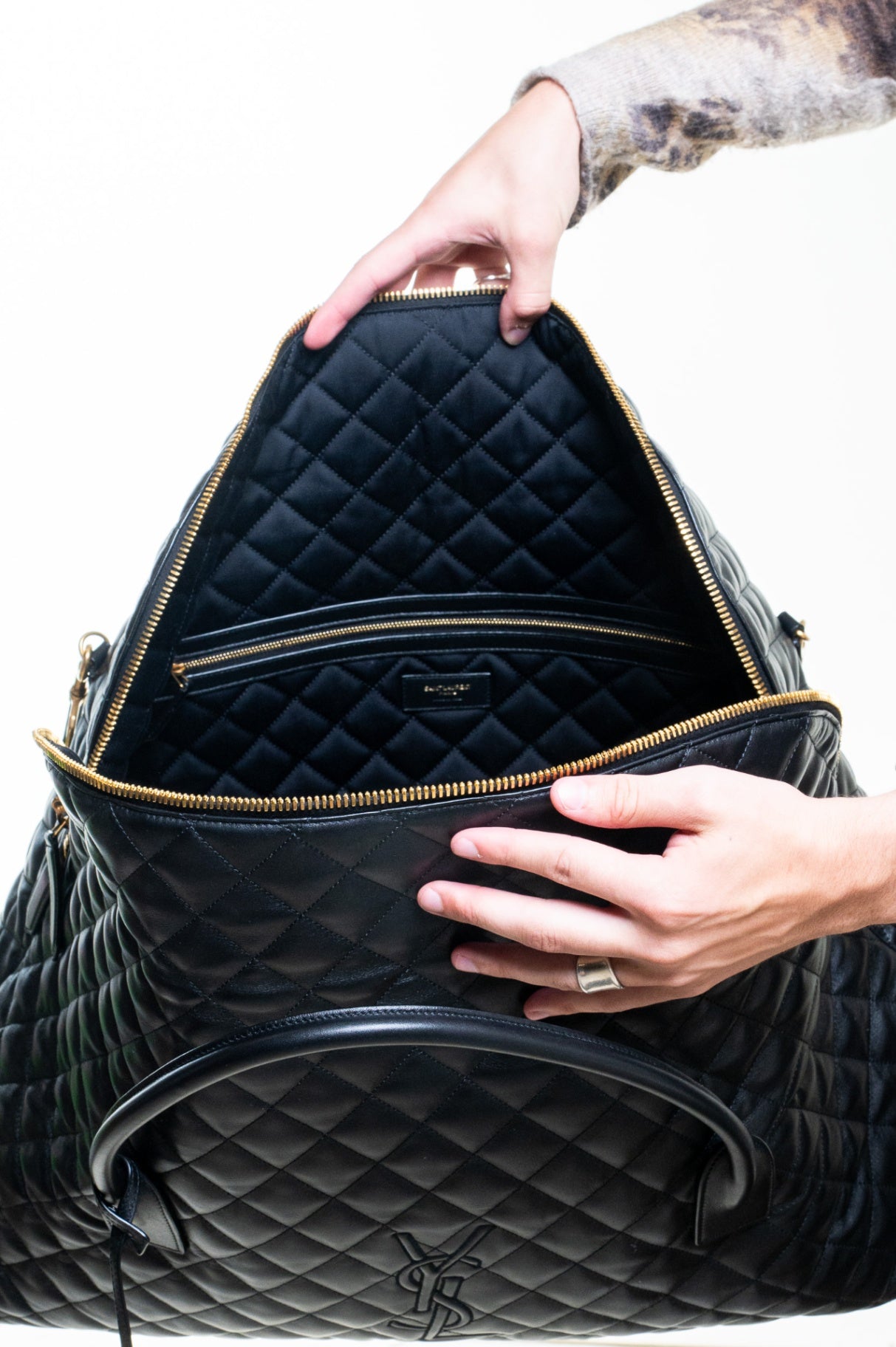 Black Leather ES Giant Travel Bag