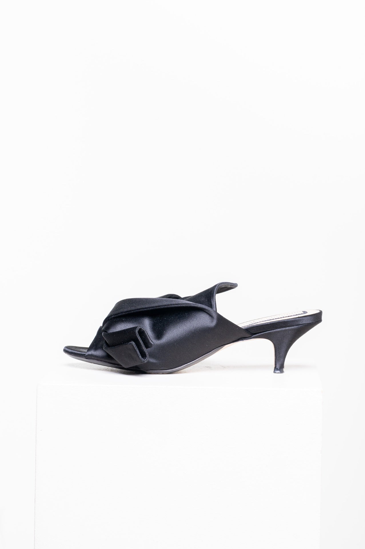 Black Satin Kitten Heels