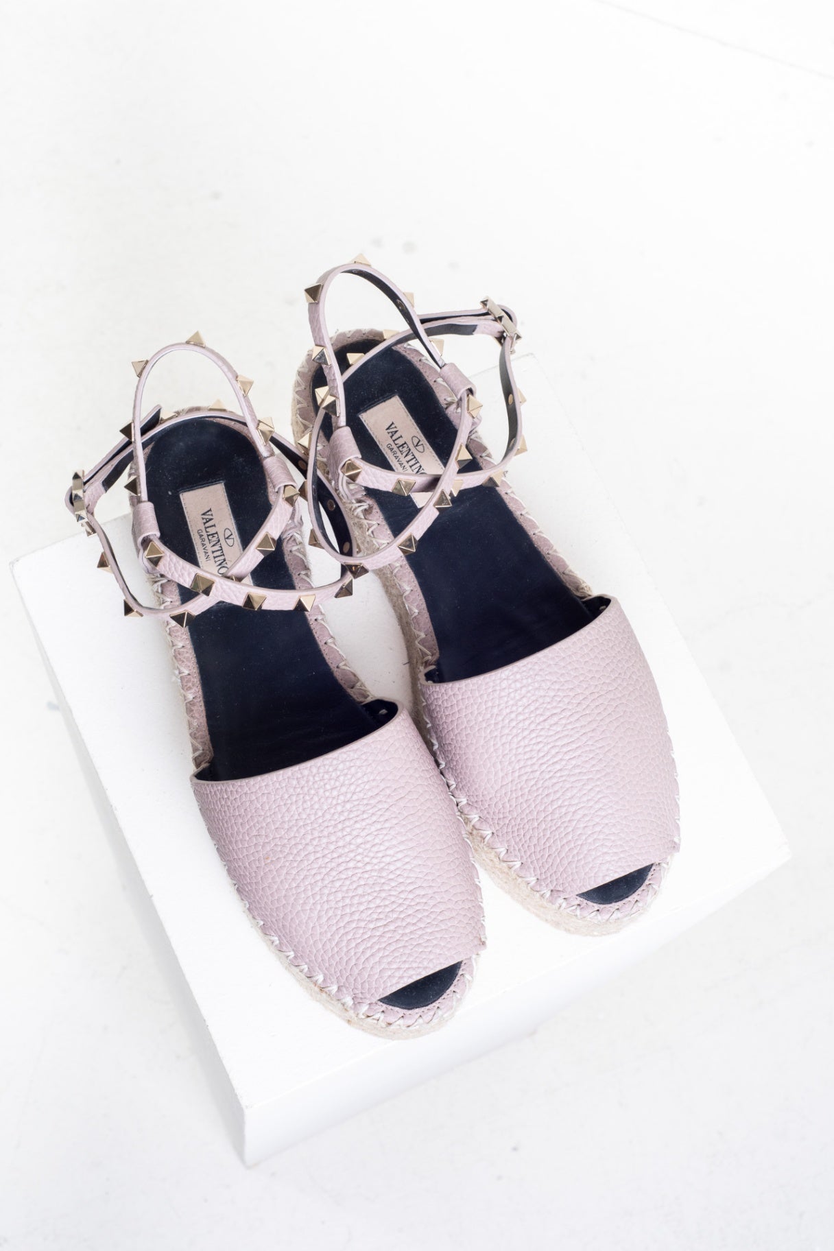 Powder Pink Rockstud Platform Espadrille