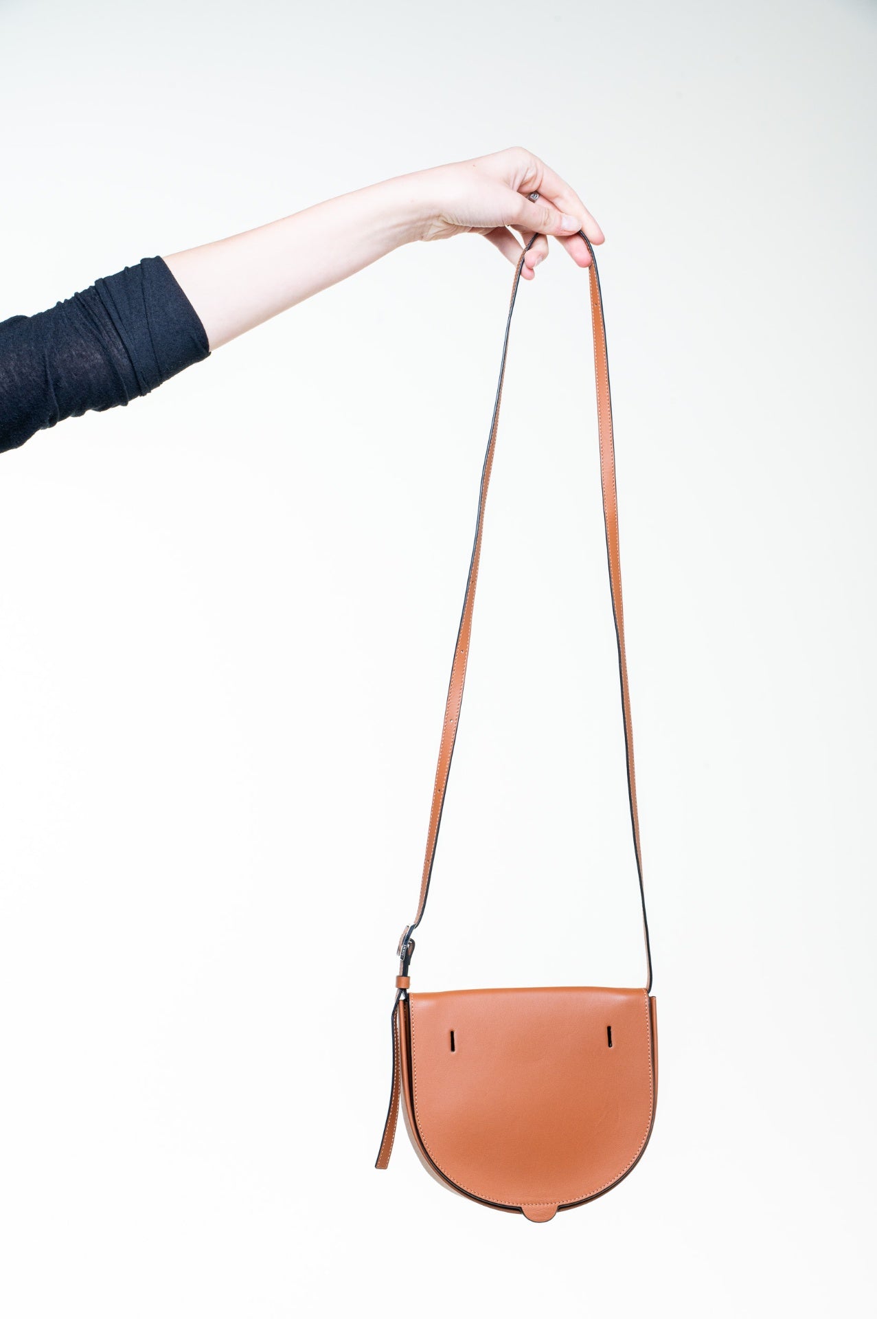 Brown Leather Mini Heel Crossbody Bag