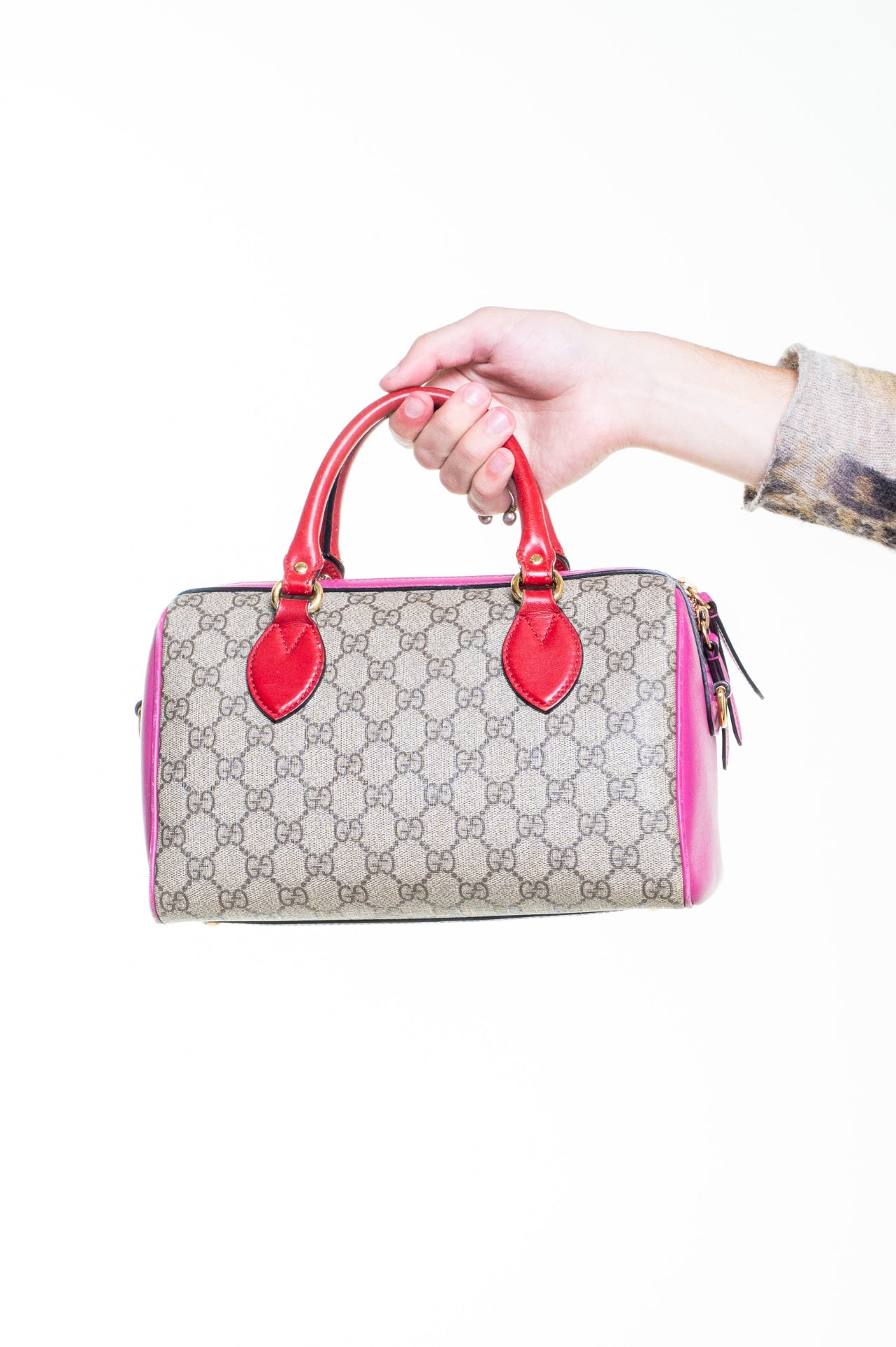 Pink Ebony Monogram GG Supreme Boston Bag