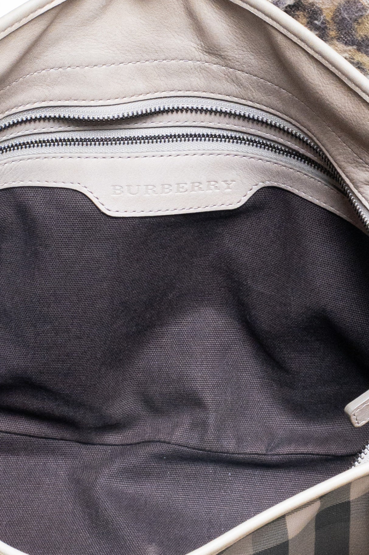 Beige Smoke Check Canvas Tote