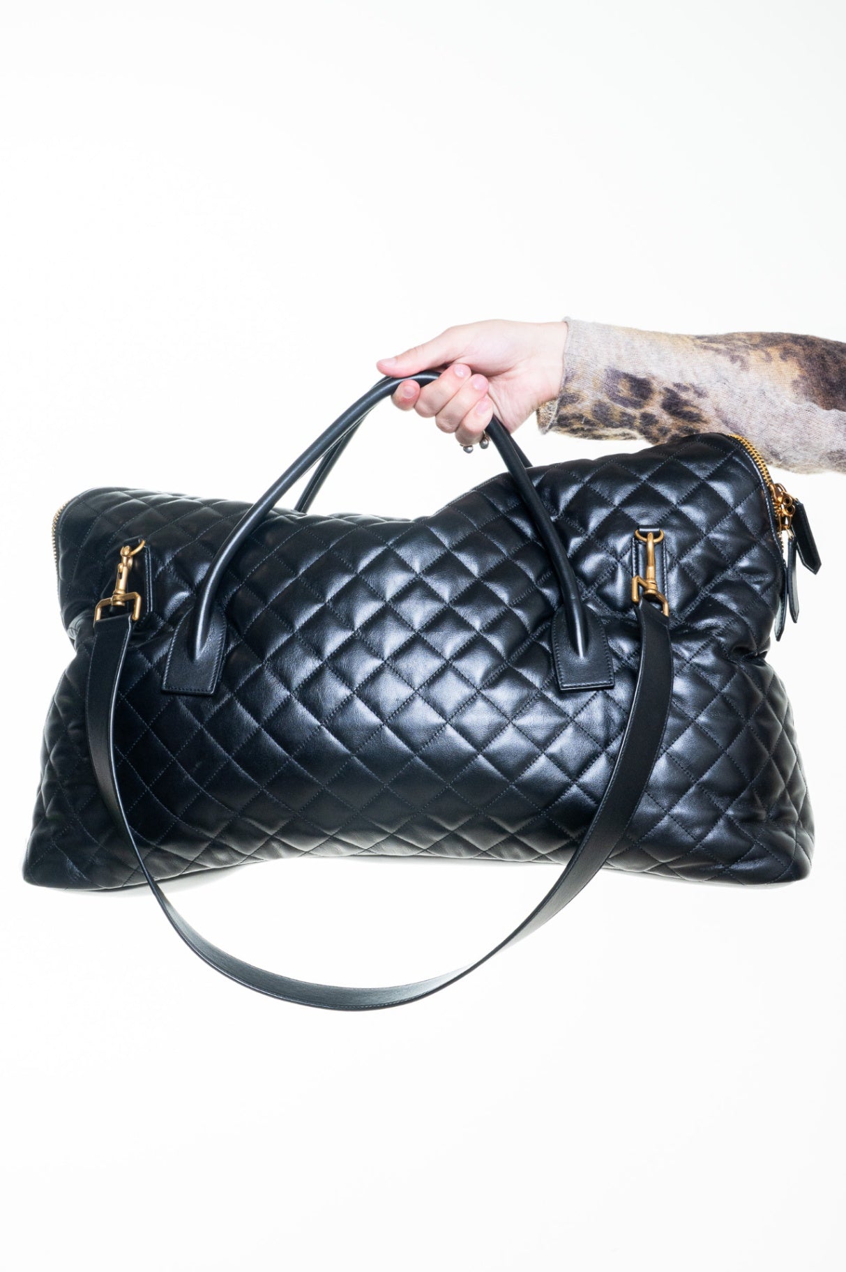 Black Leather ES Giant Travel Bag