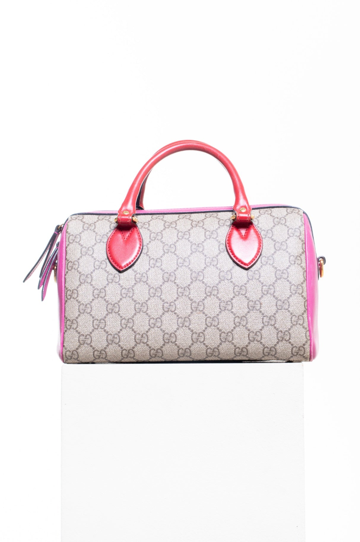 Pink Ebony Monogram GG Supreme Boston Bag