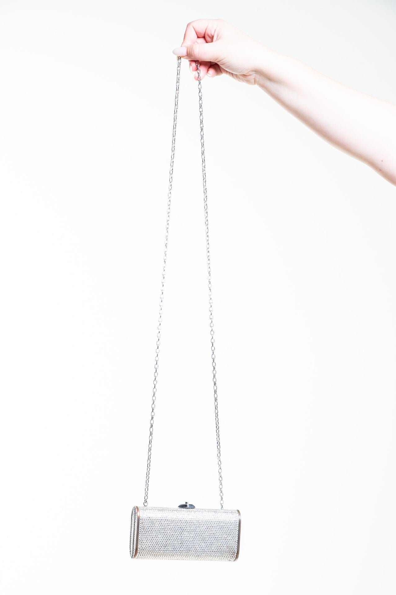 Vintage Silver Gemstone Clutch w/ Crossbody Chain