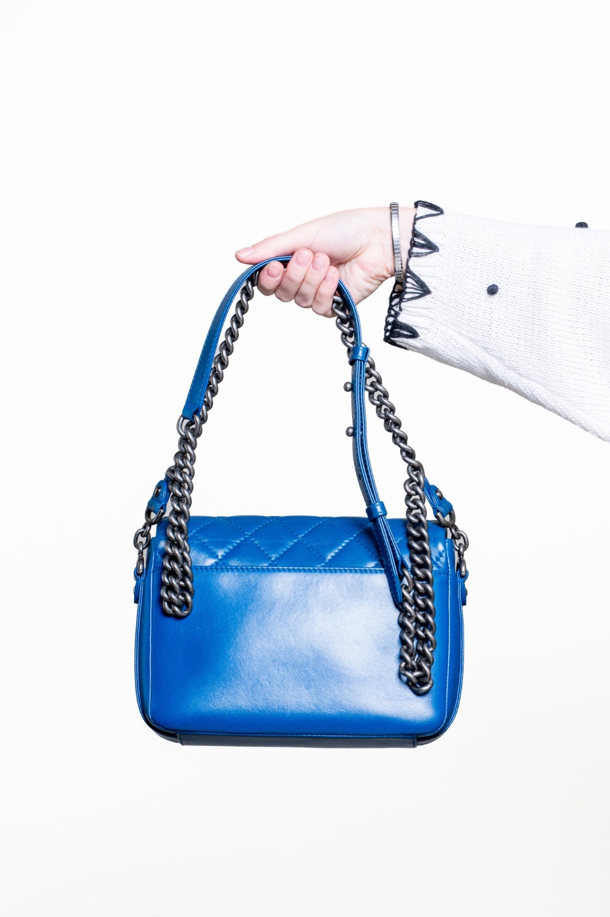 Blue Calfskin Rock My Shoulder Flap Bag