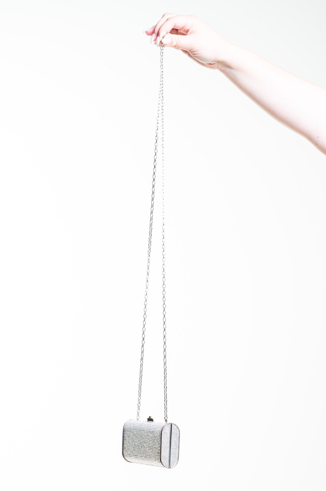 Vintage Silver Gemstone Clutch w/ Crossbody Chain