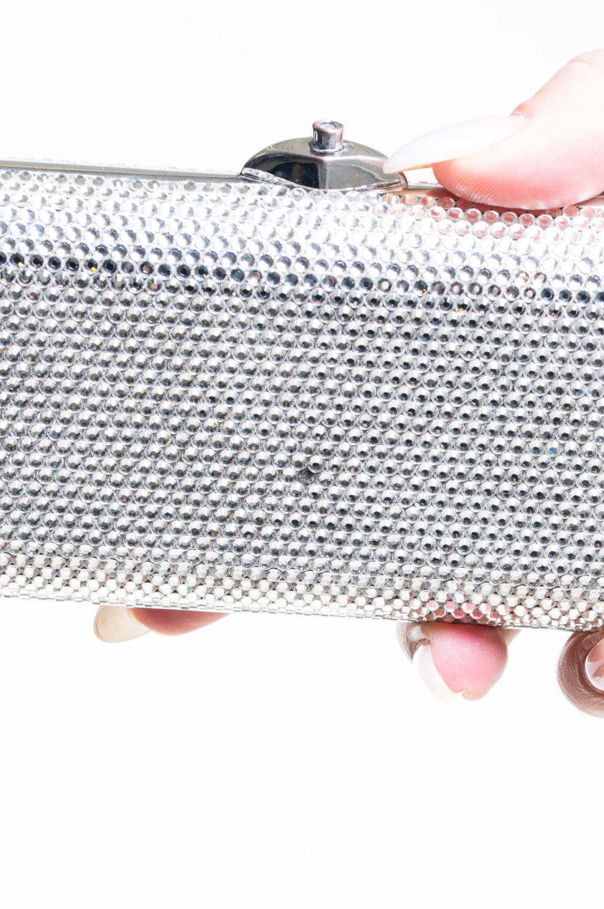 Vintage Silver Gemstone Clutch w/ Crossbody Chain