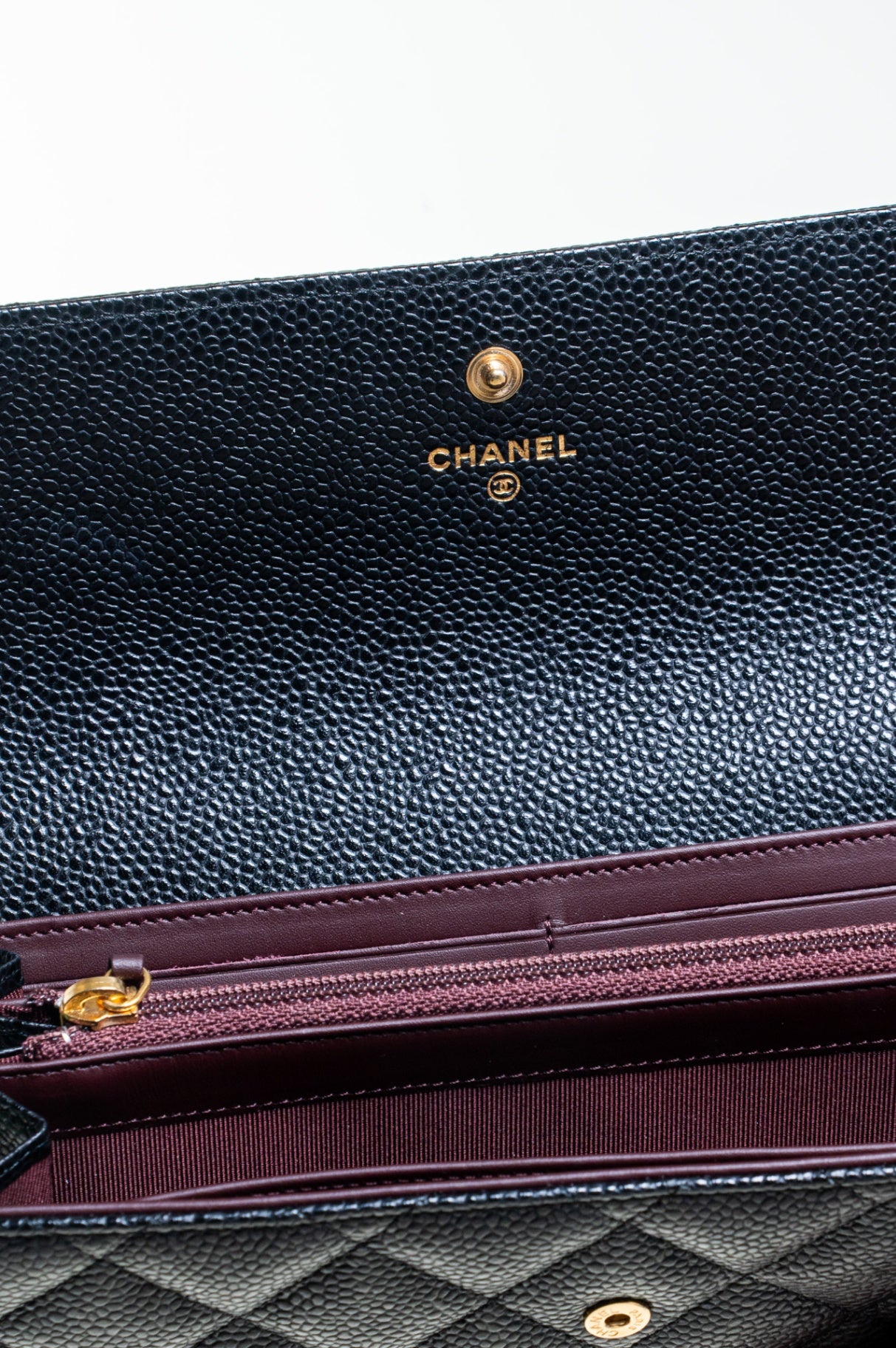 Black Caviar Quilted Classic Flap Wallet