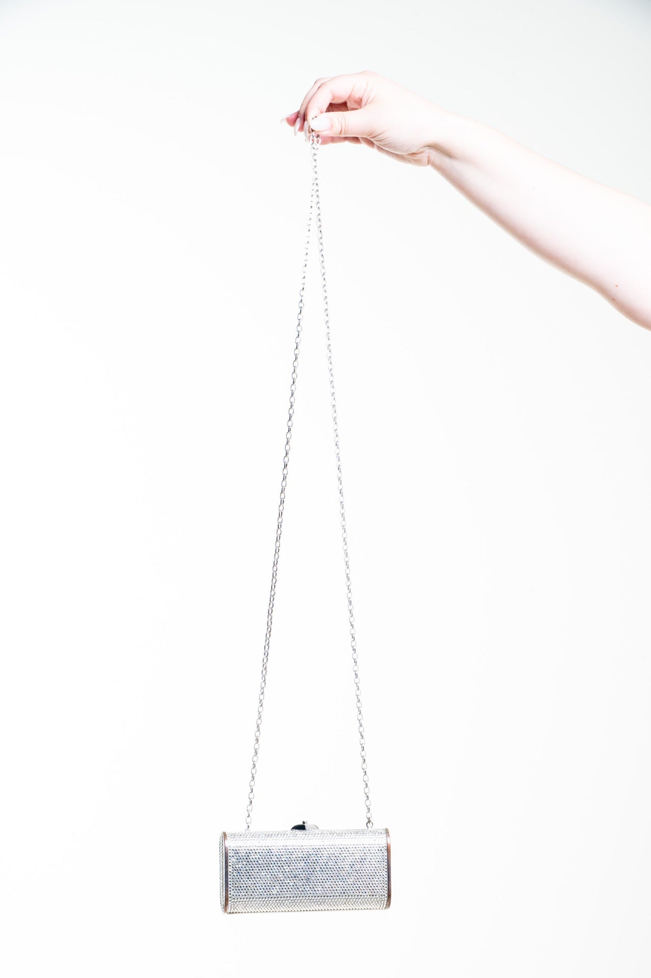Vintage Silver Gemstone Clutch w/ Crossbody Chain