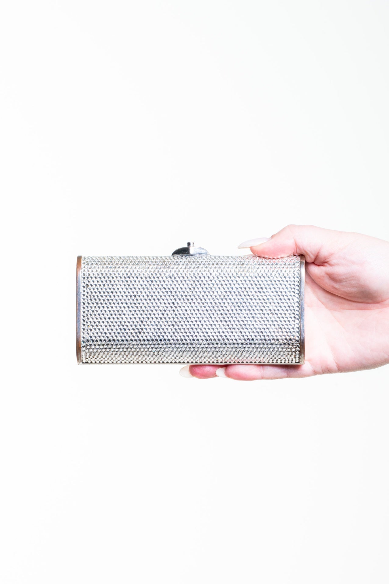Vintage Silver Gemstone Clutch w/ Crossbody Chain