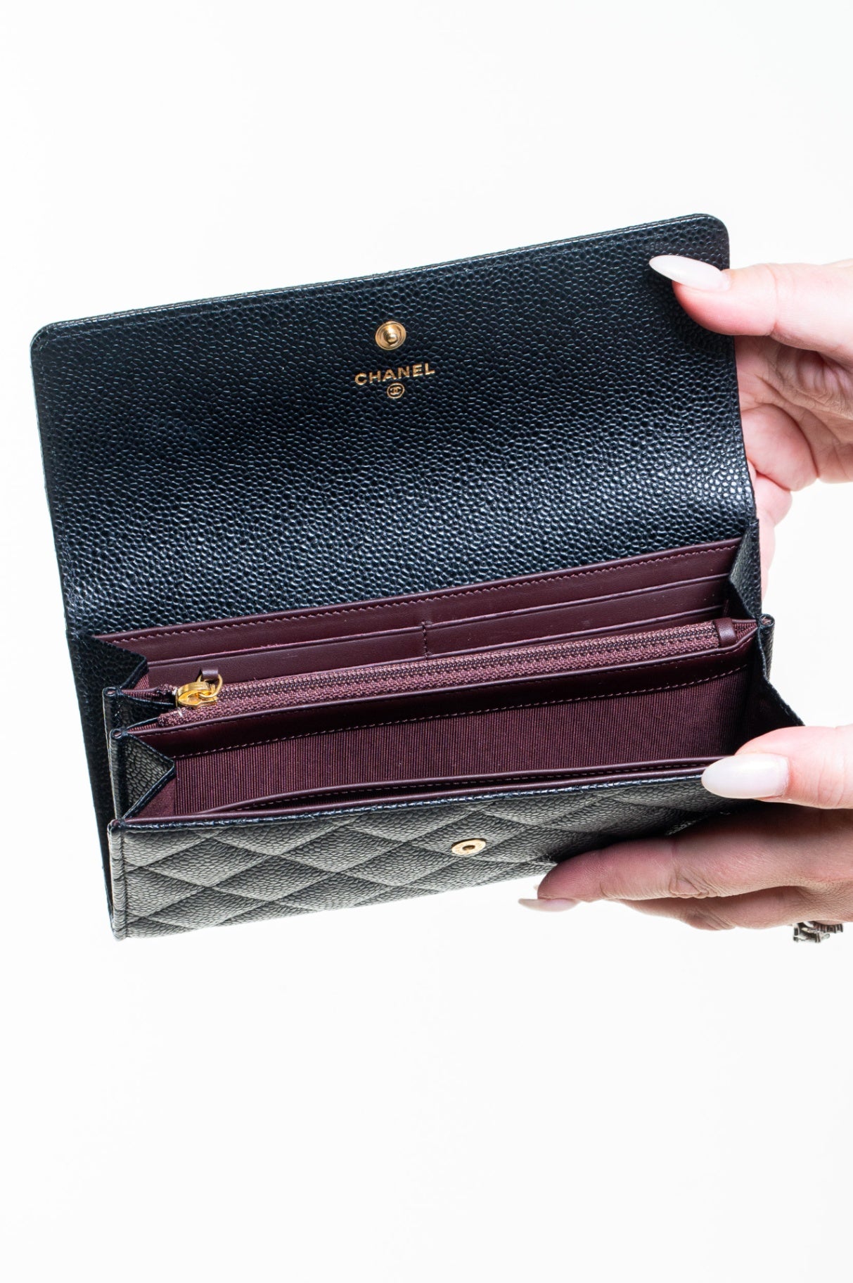 Black Caviar Quilted Classic Flap Wallet
