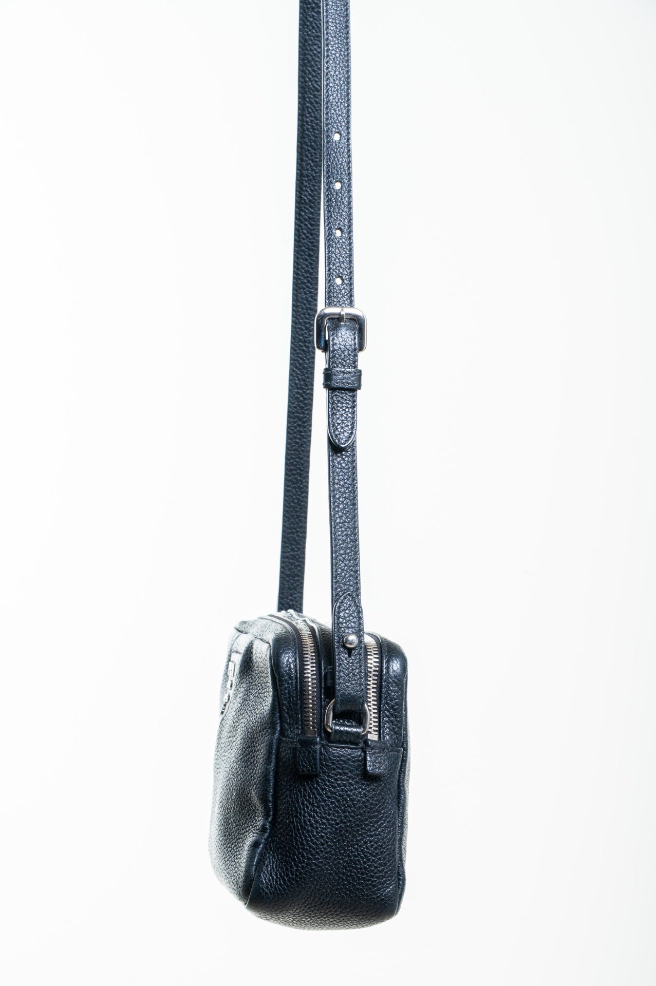 Black Flou Camera Vitello Daino Small Crossbody Bag