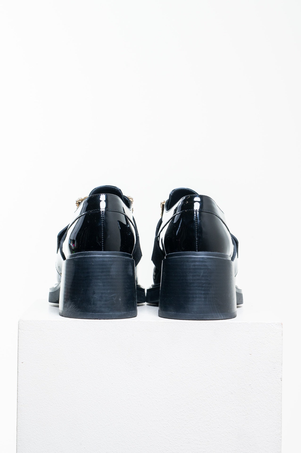 Black Patent Leather Viv' Rangers Strass Buckle Loafers