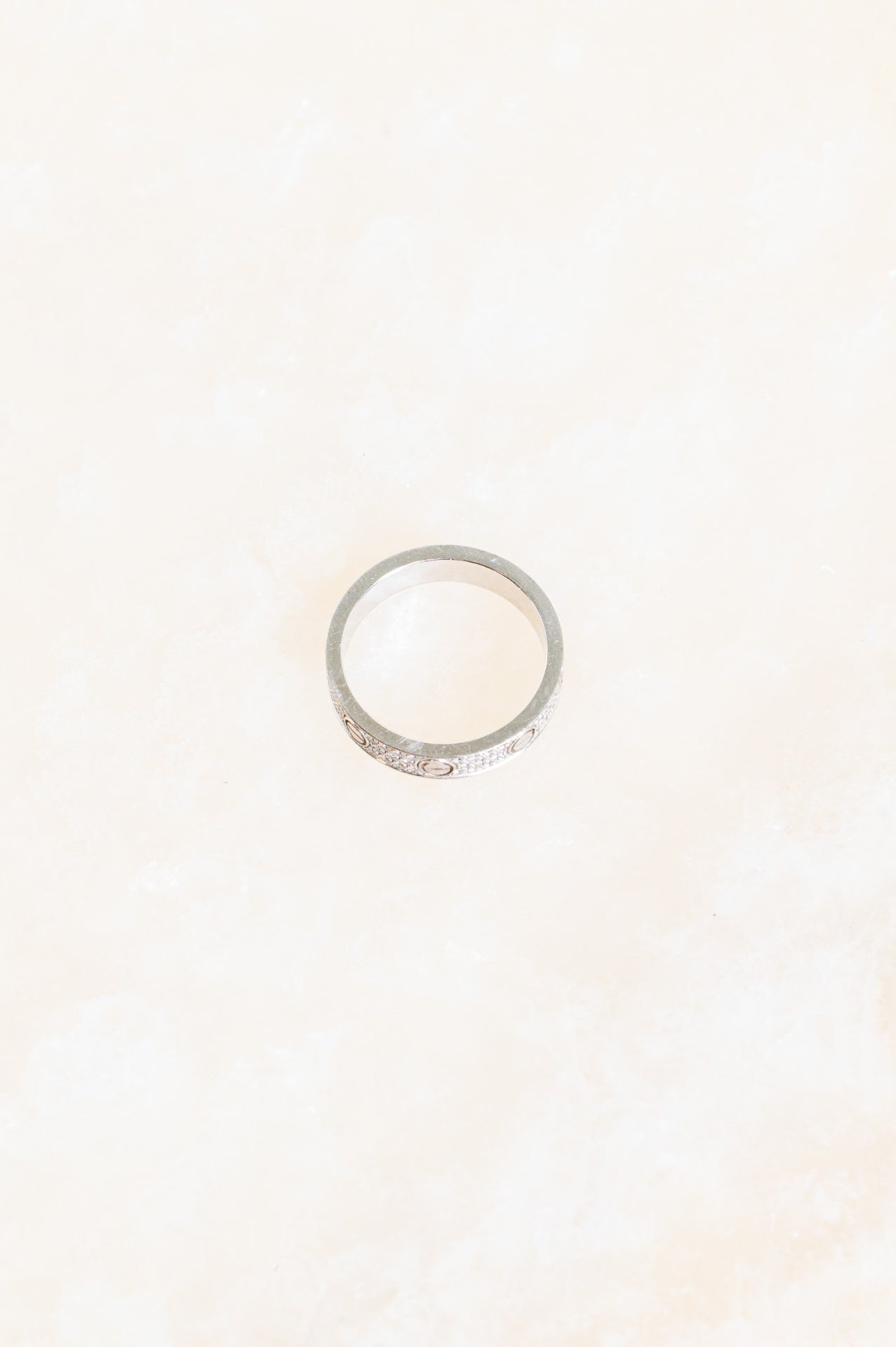 18K White Gold Small Model Diamond Pave Love Ring