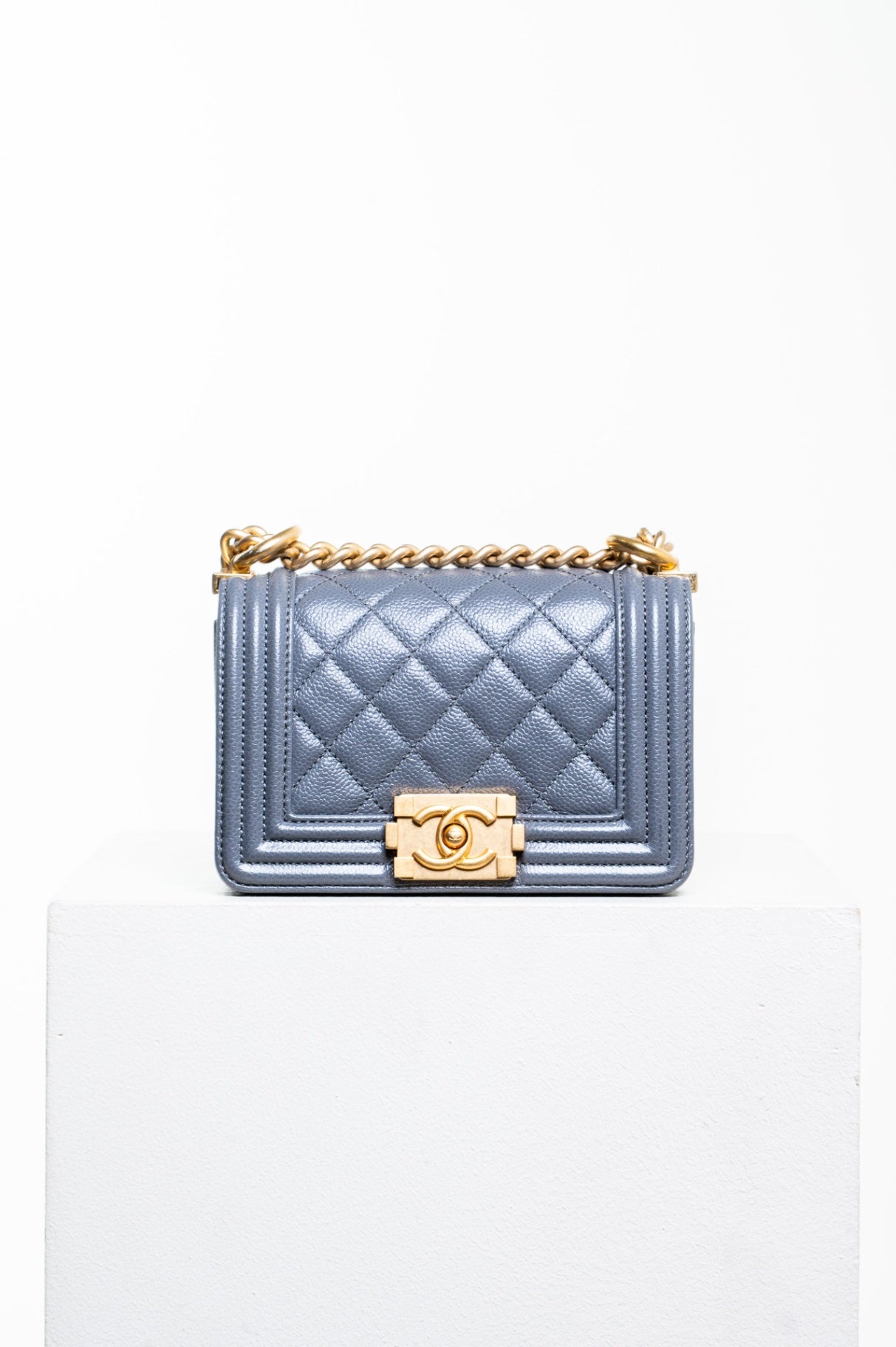 Dark Gray Mini Caviar Boy Bag