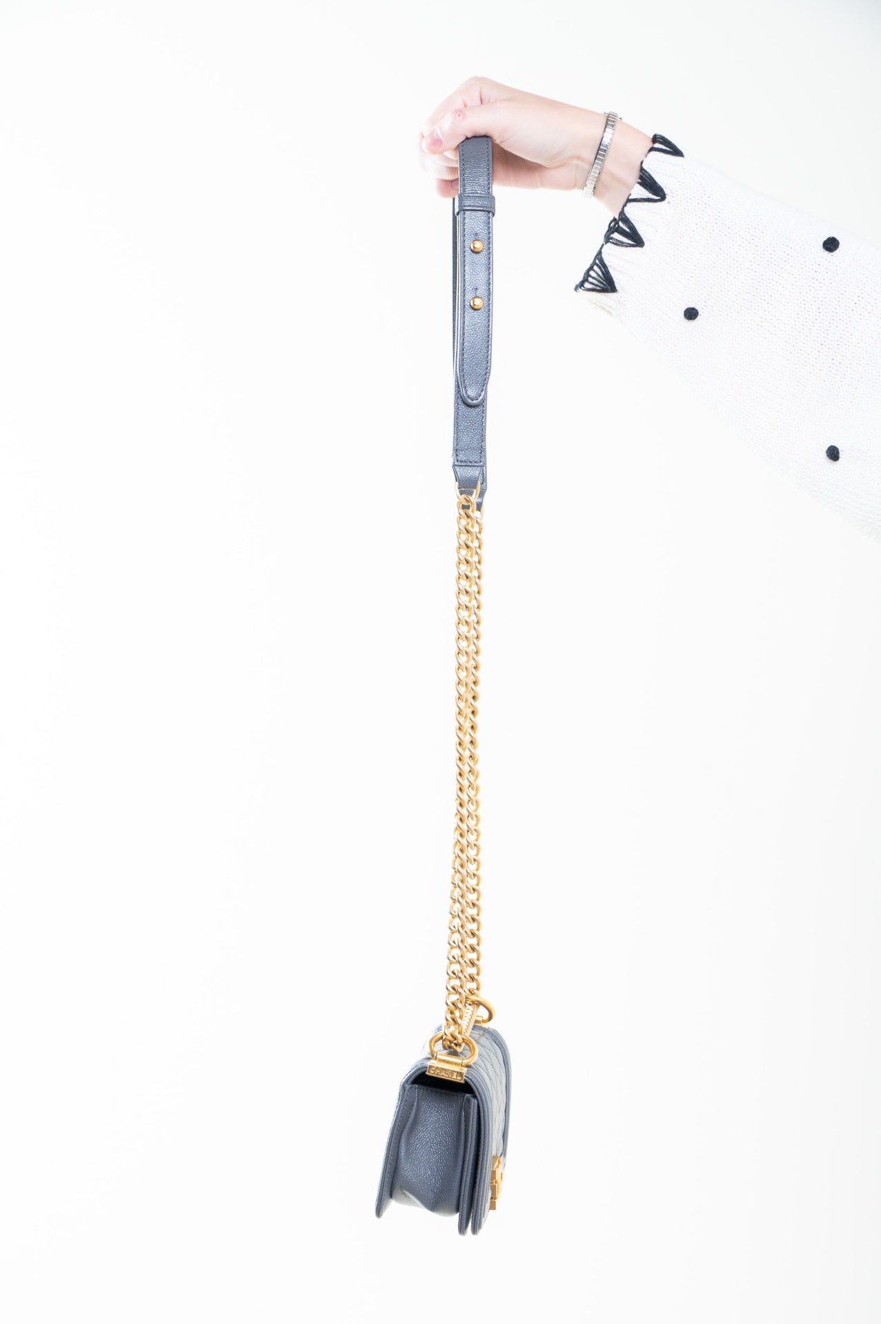 Dark Gray Mini Caviar Boy Bag