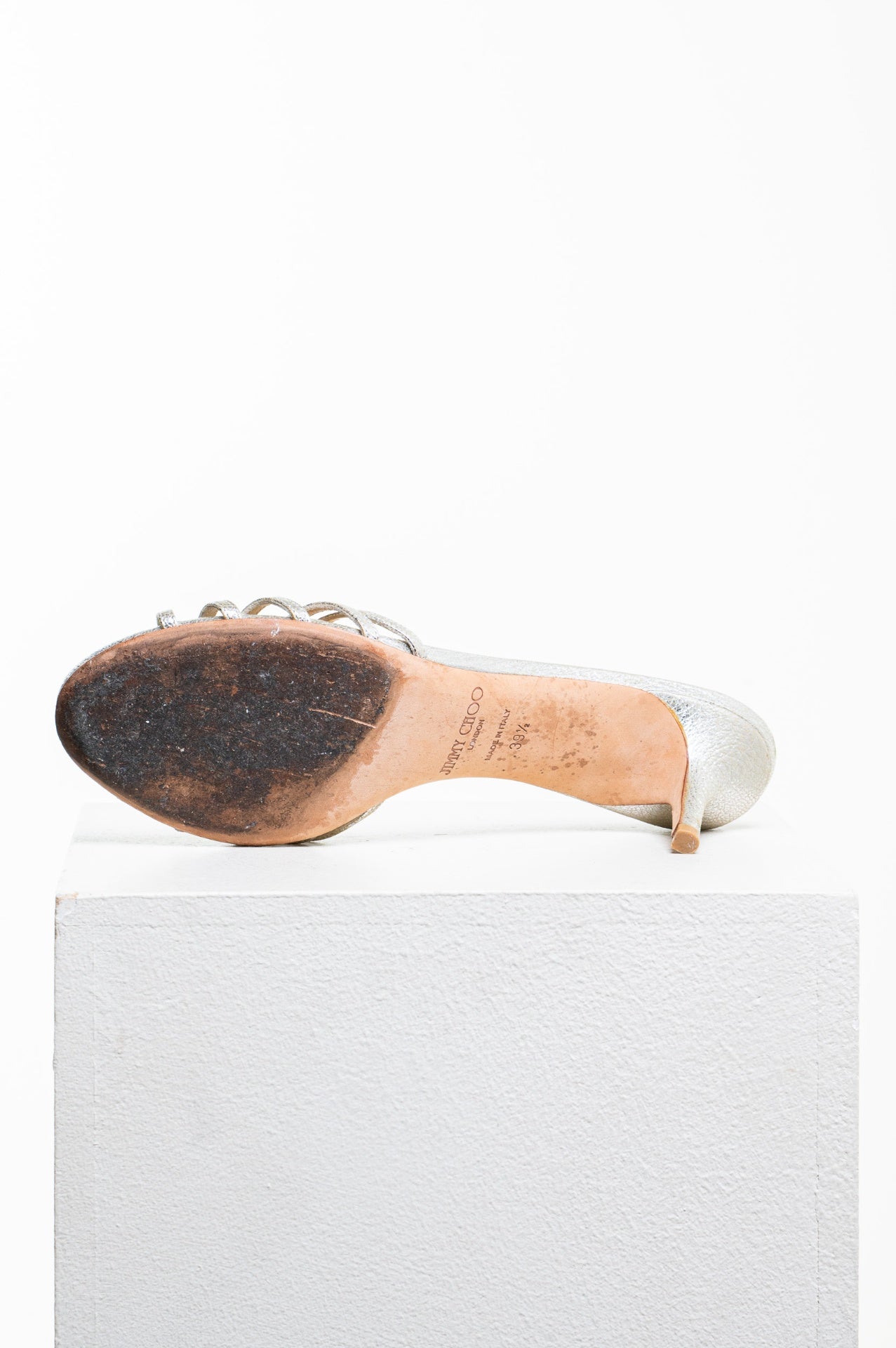 Silver Crinkled Leather Gillian Slide Sandals