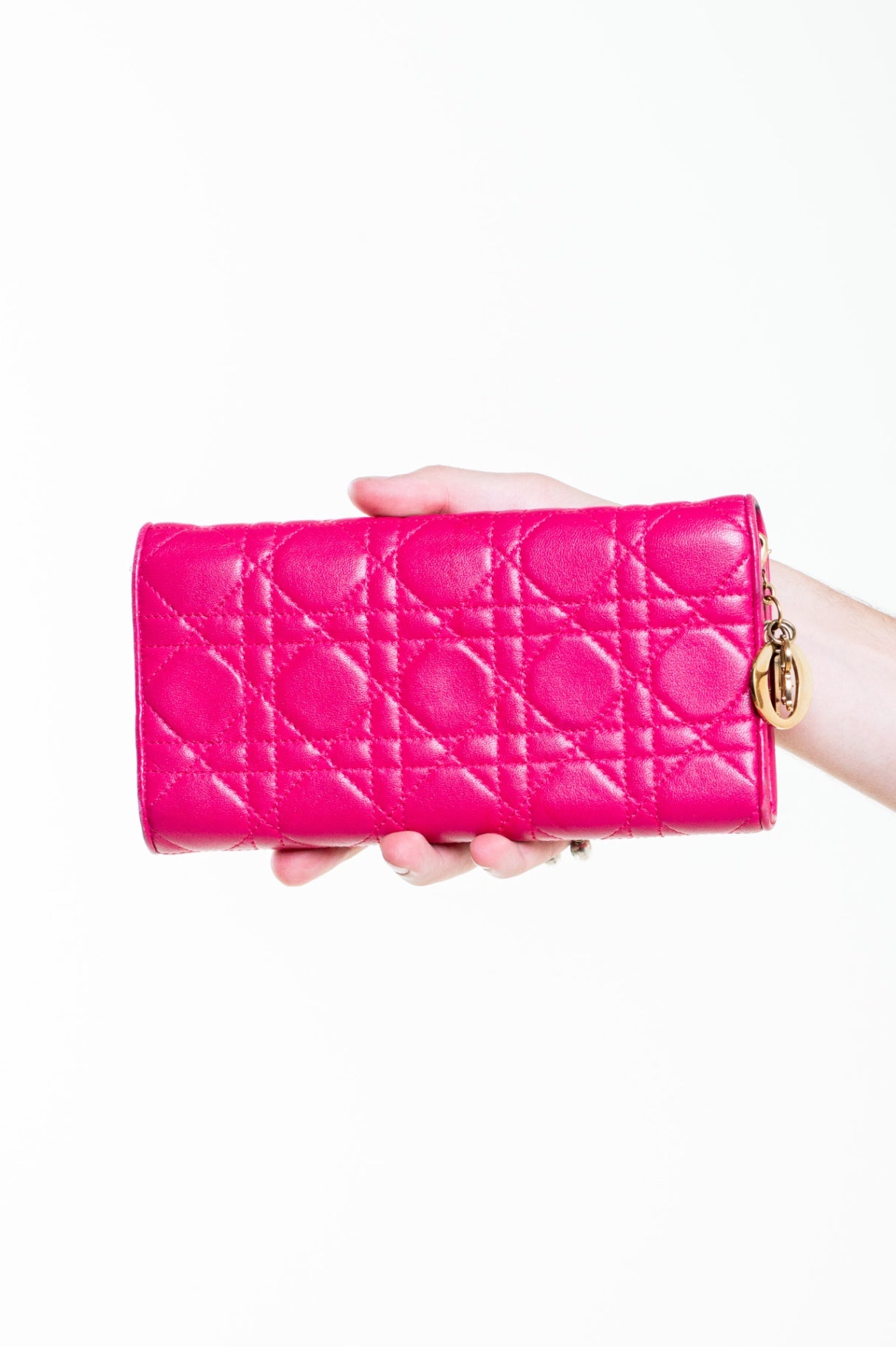 Fuchsia Cannage Quilted Wallet-On-Chain