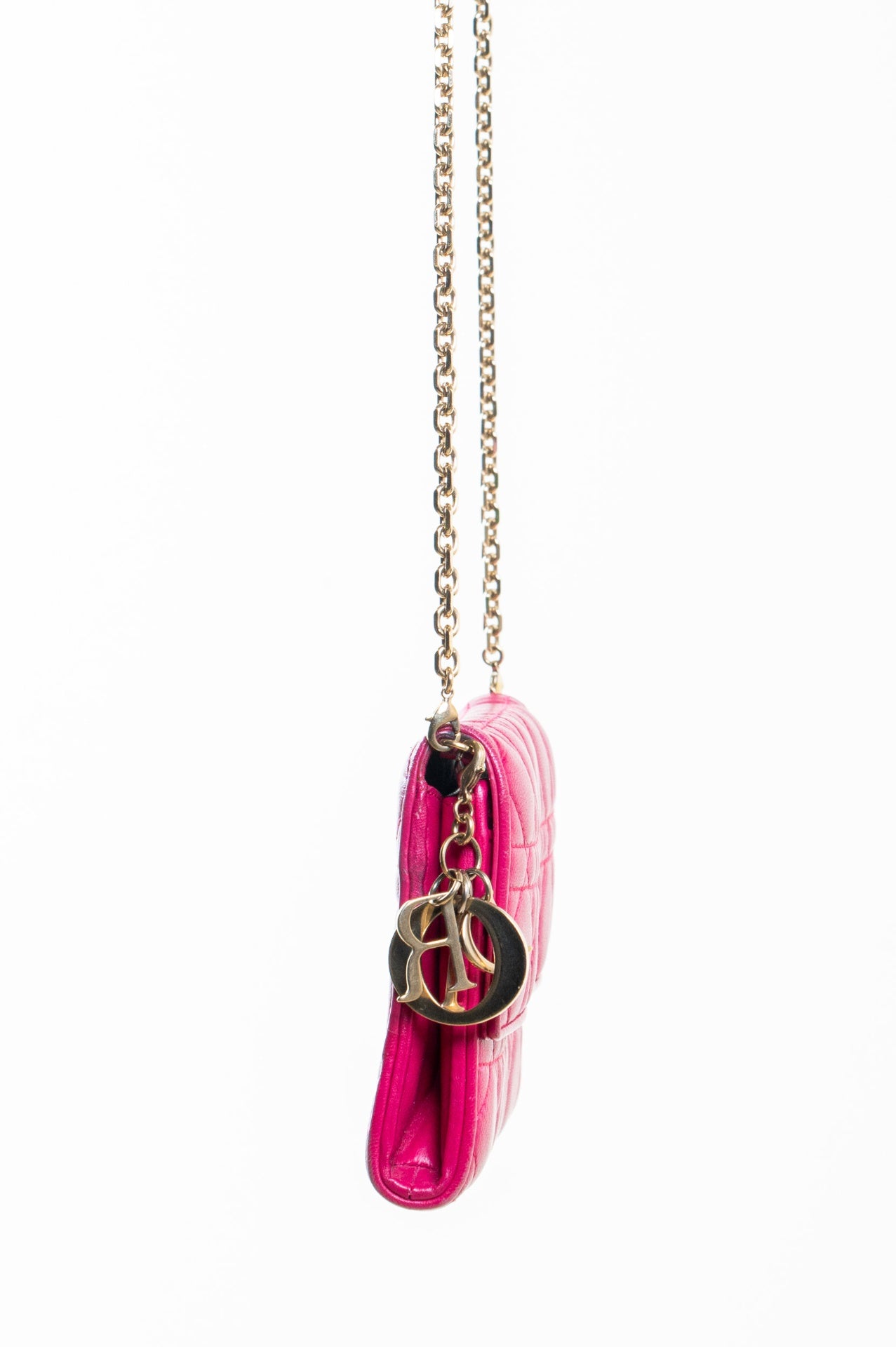 Fuchsia Cannage Quilted Wallet-On-Chain