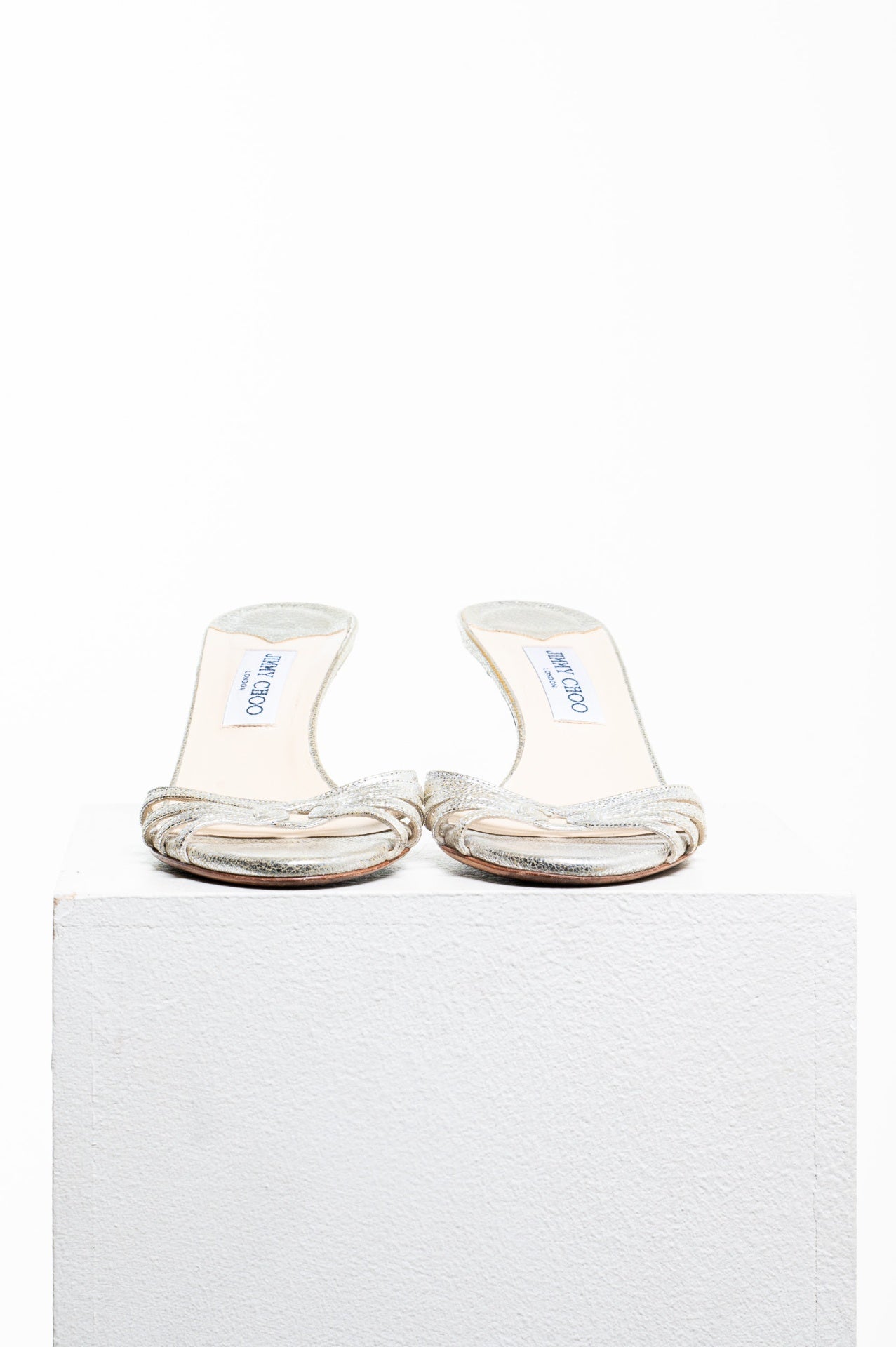 Silver Crinkled Leather Gillian Slide Sandals