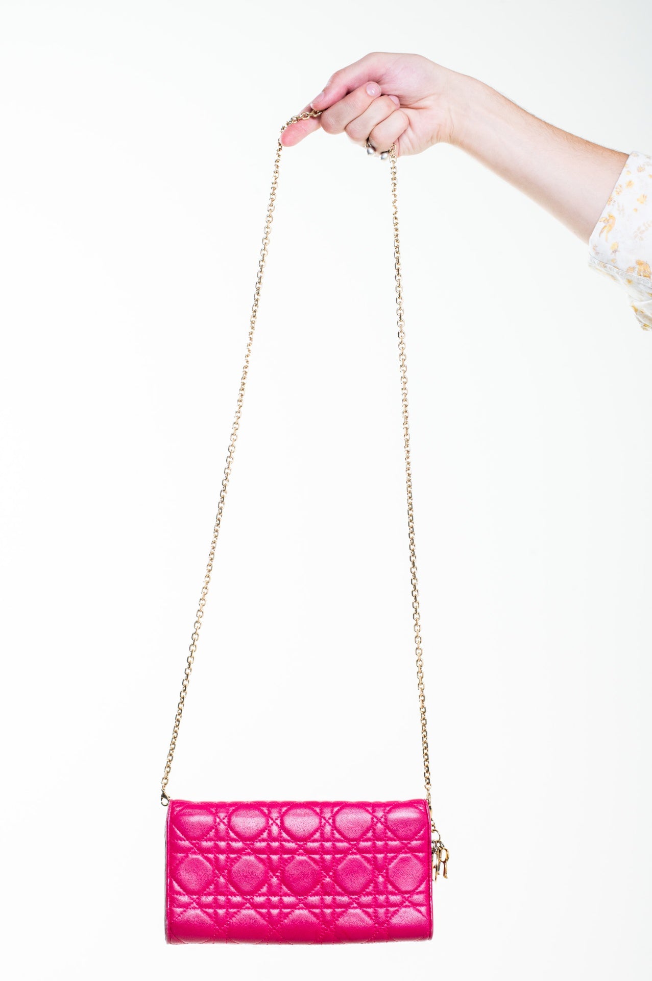 Fuchsia Cannage Quilted Wallet-On-Chain