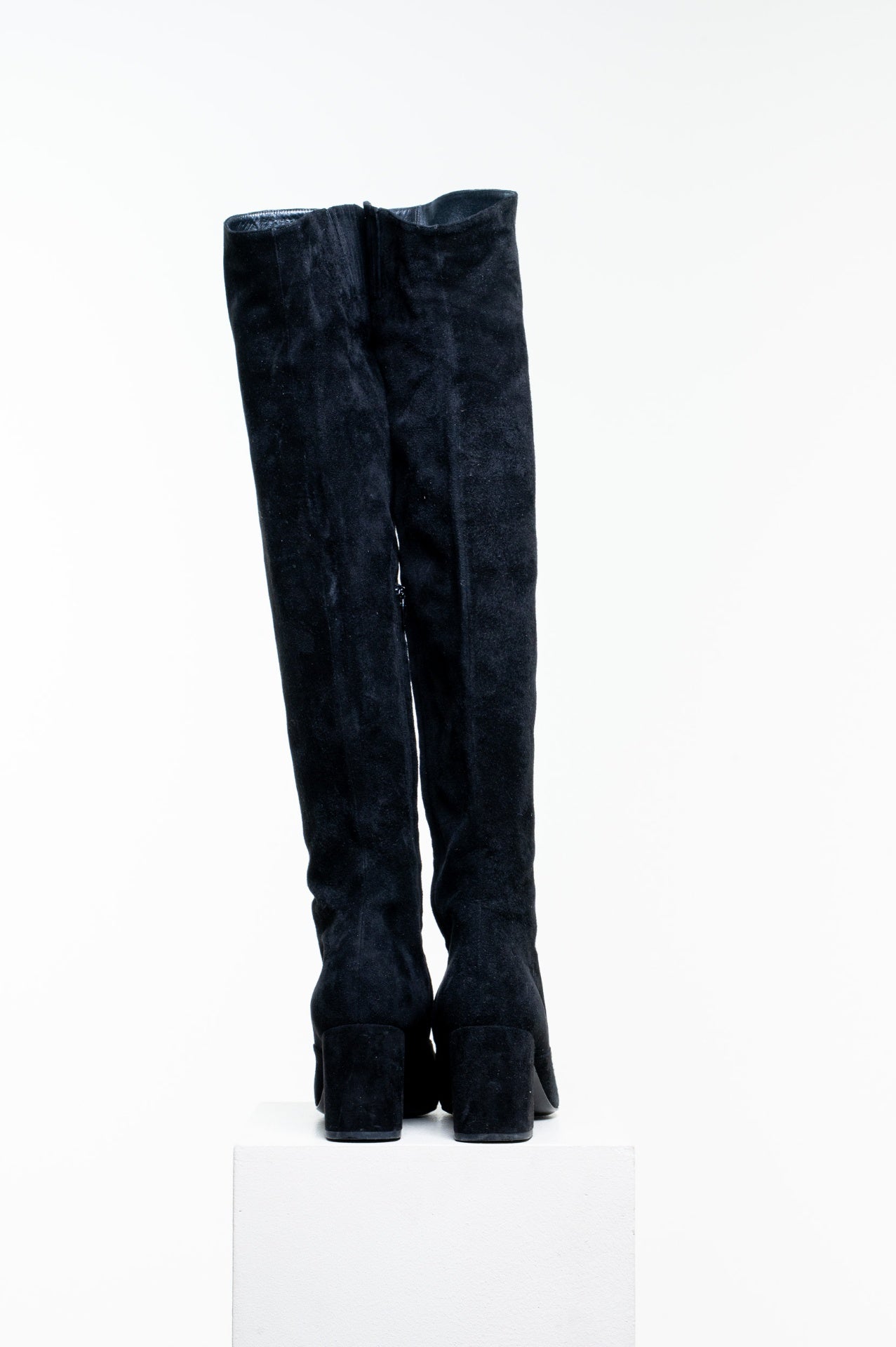 Black Suede Thigh-High Boots