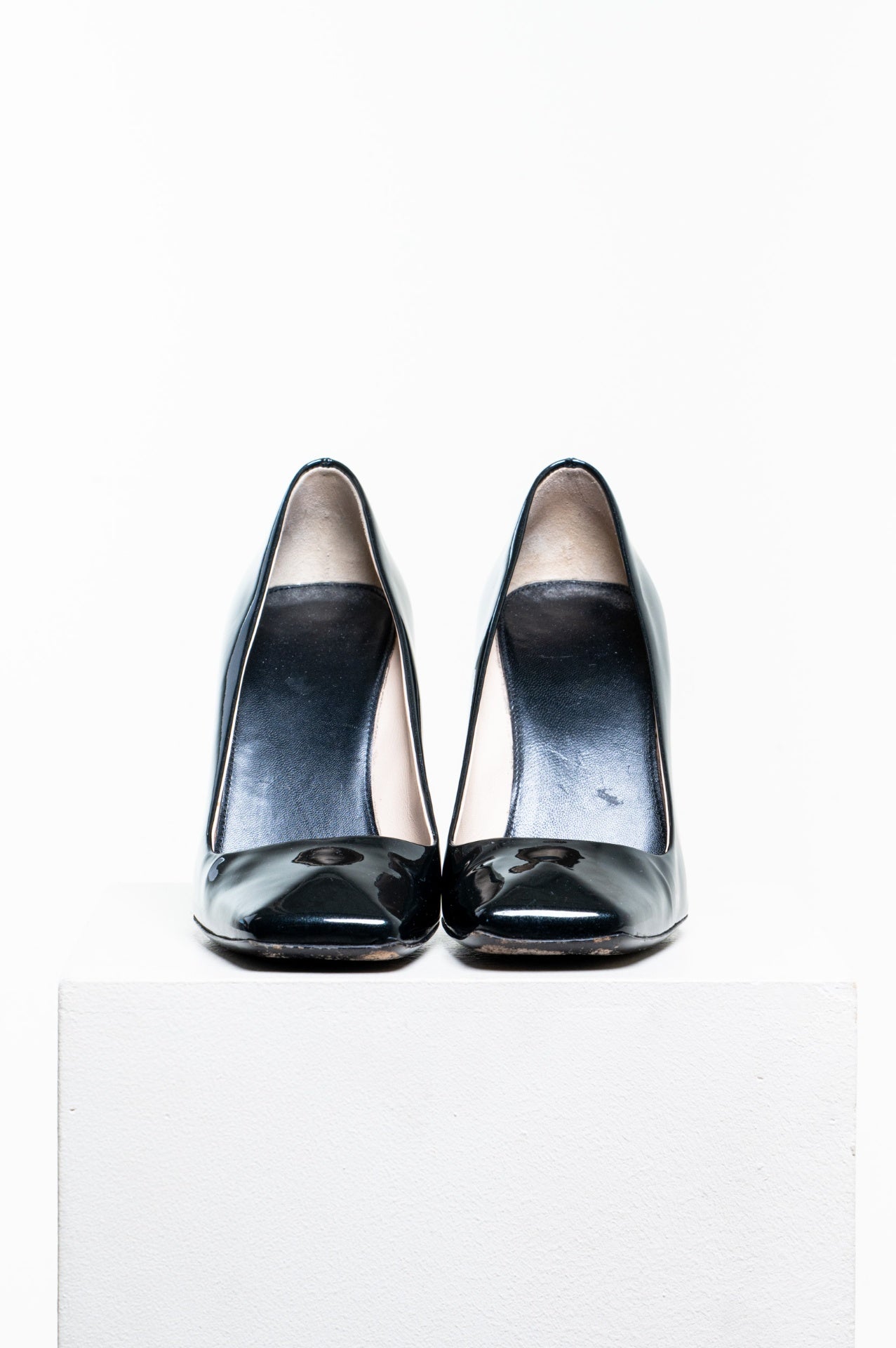 Black Patent Leather Square-Toe Pumps