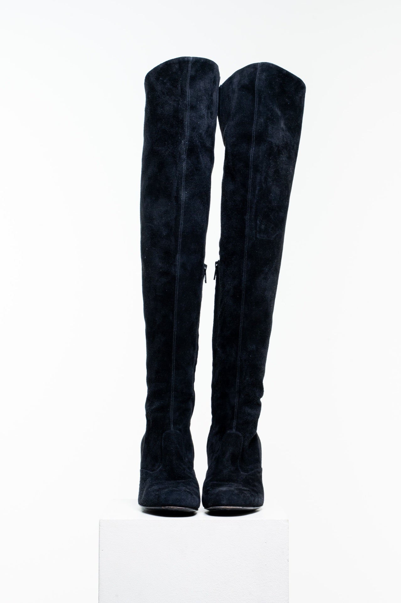 Black Suede Thigh-High Boots