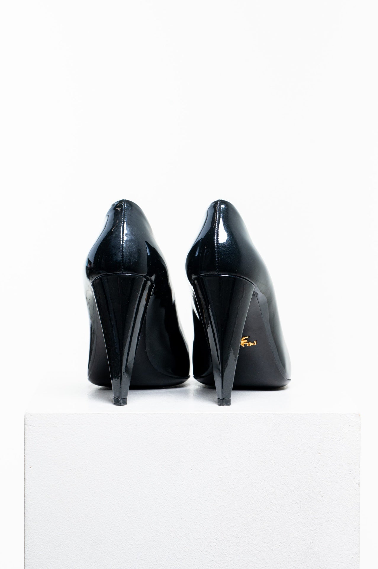 Black Patent Leather Square-Toe Pumps