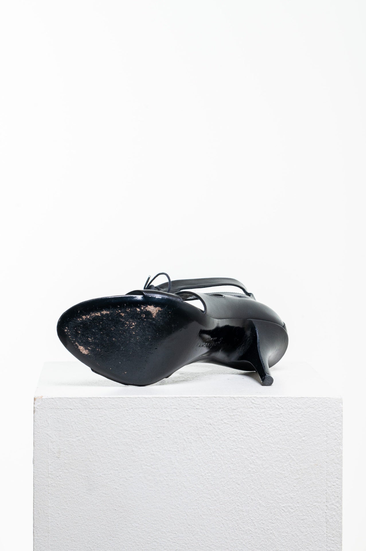 Black Leather Cage High Heel Sandal