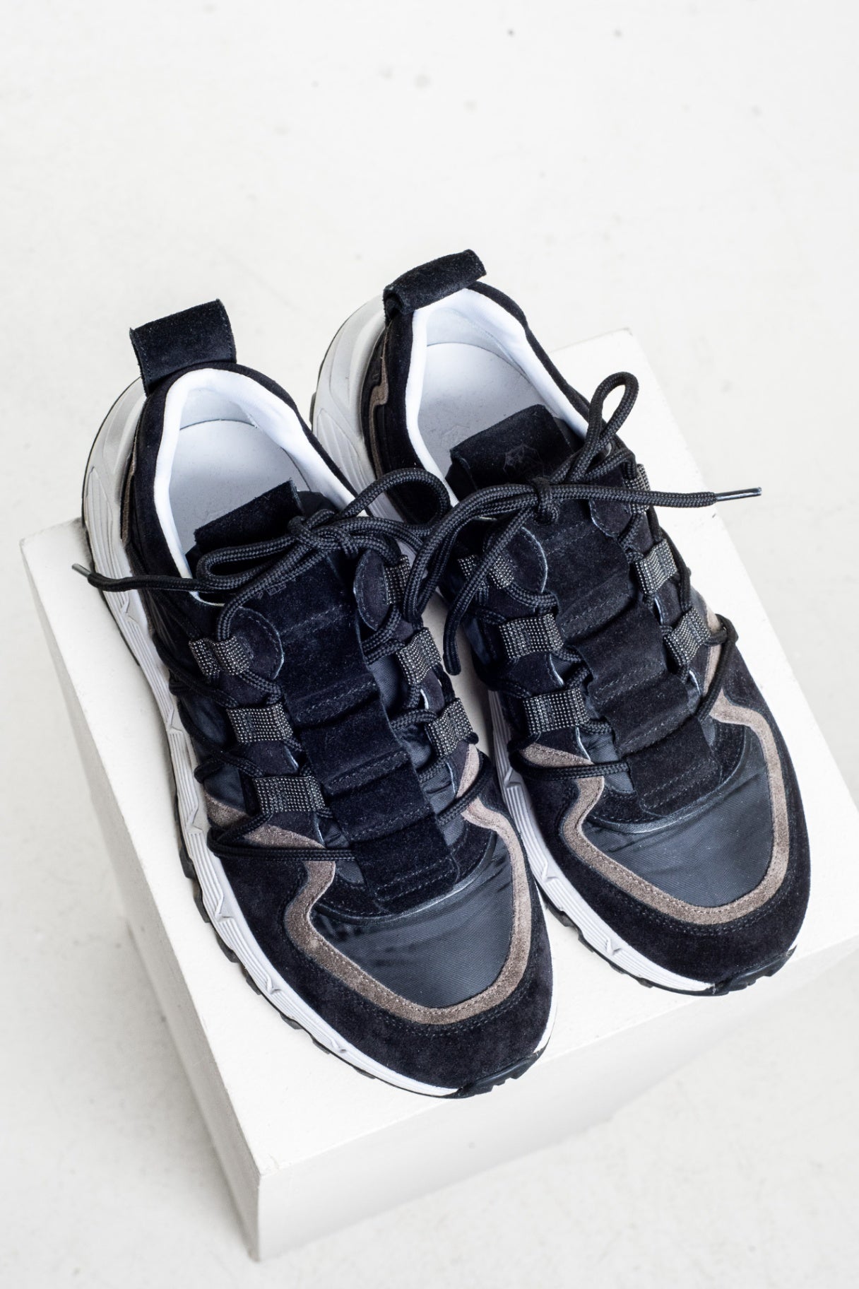 Black and White Printed Beaded Accents Sneakers