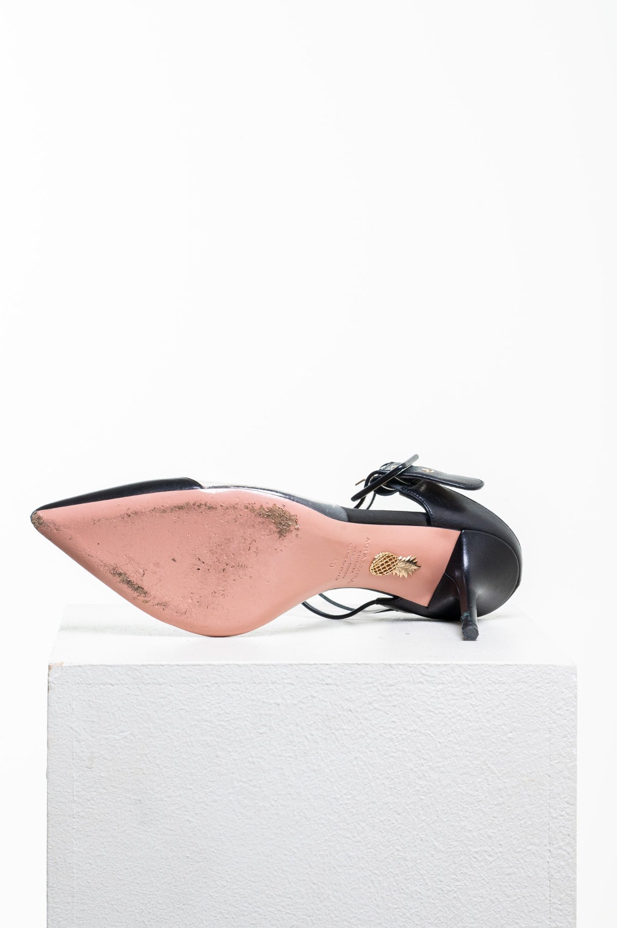 Black Optic PVC And Leather Mules
