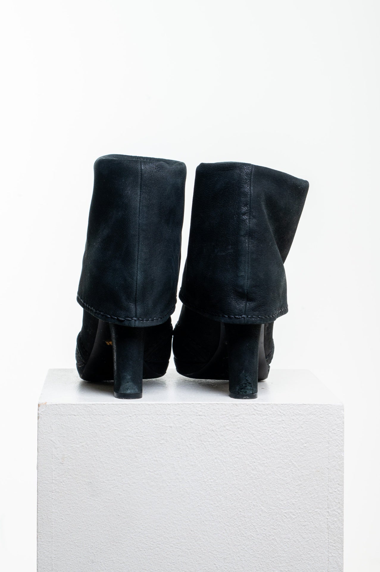 Black Fold Over High Heel Bootie