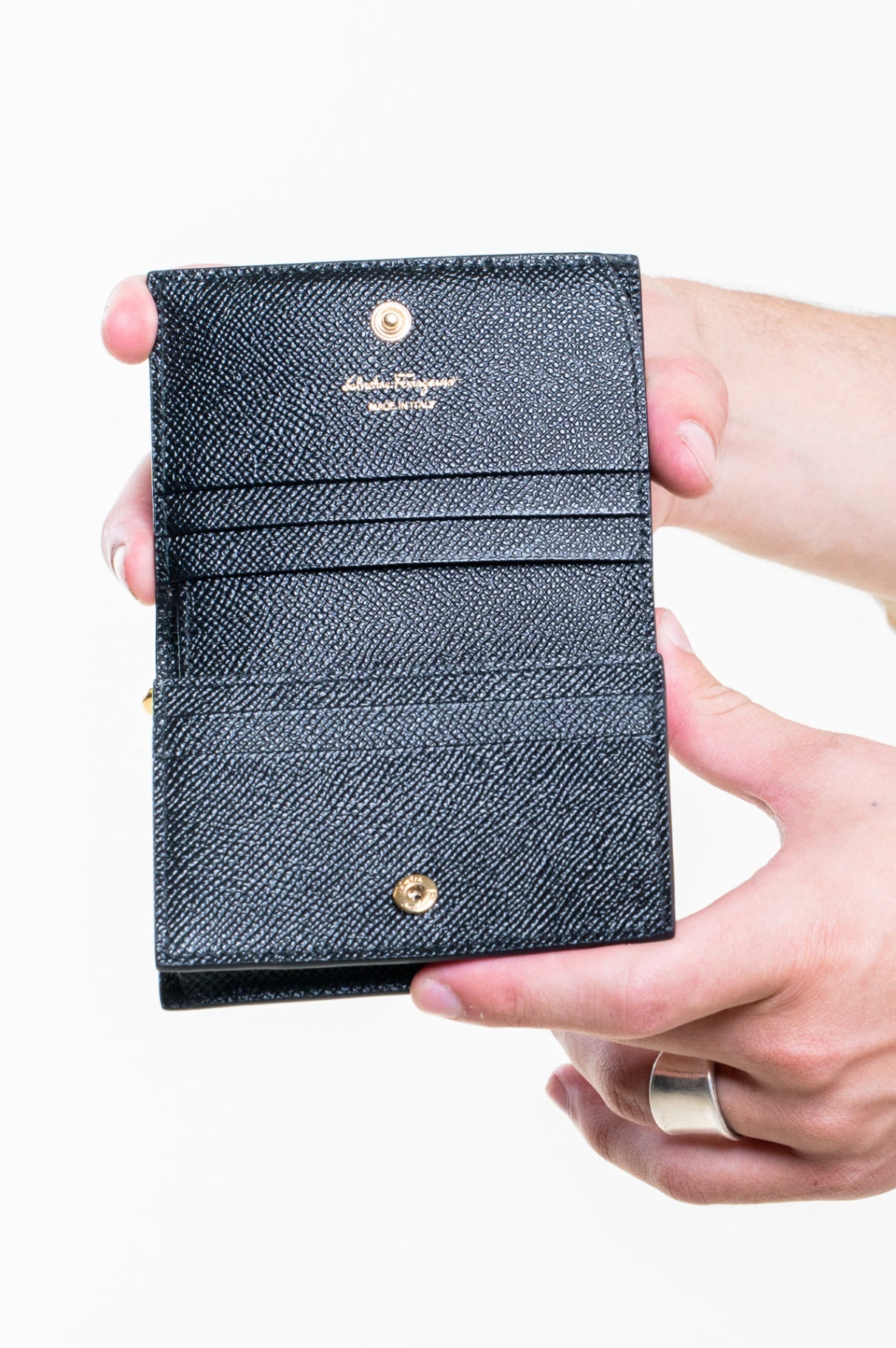 Black Pebble Leather Vara Bow Wallet