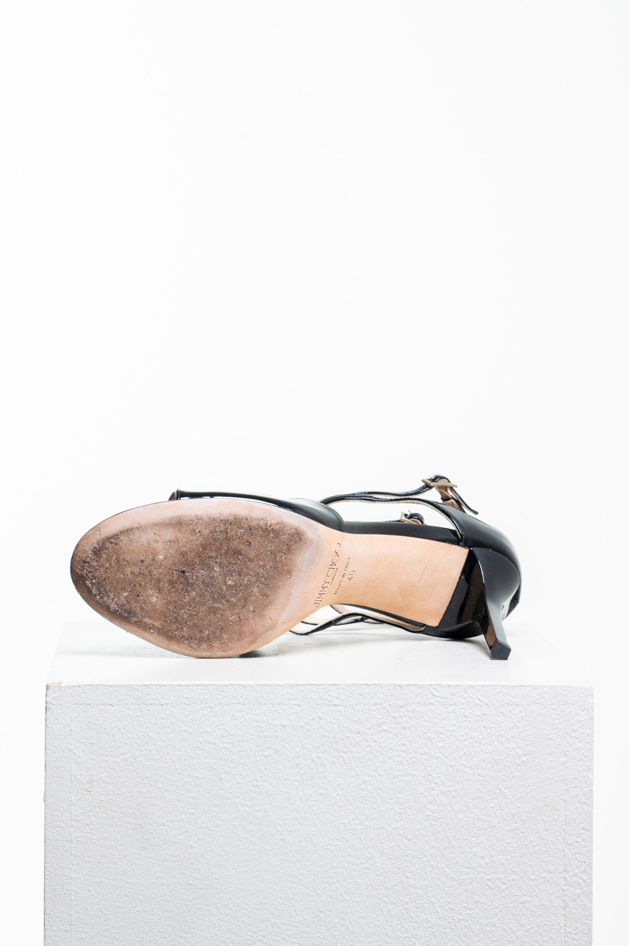 Black Patent Leather Lance Strappy High-Heel Sandals