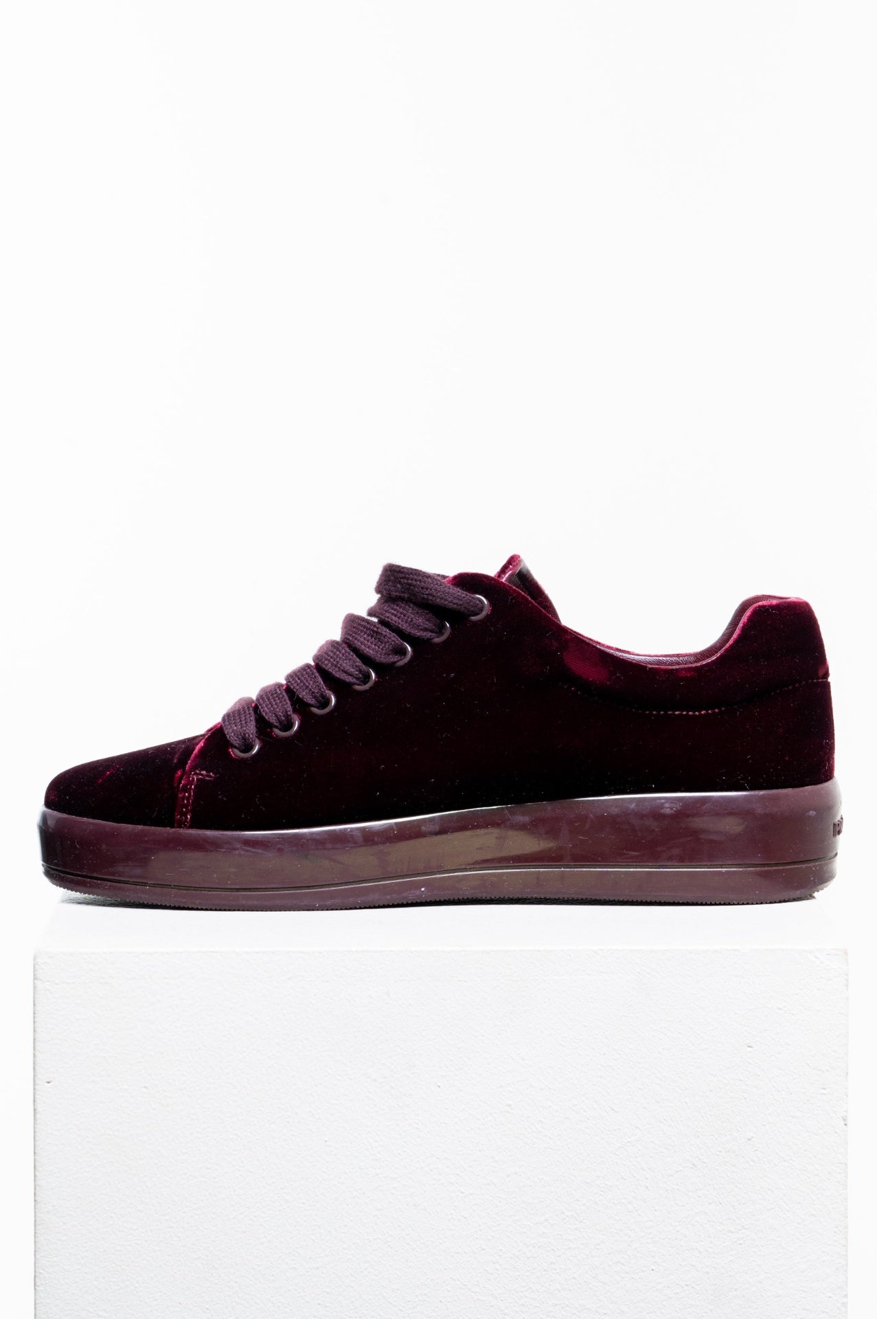 Burgundy Velvet Low-Top Sneakers