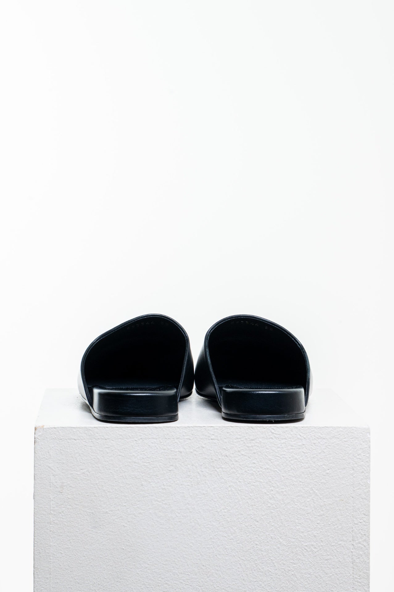 Black Leather Logo Mules