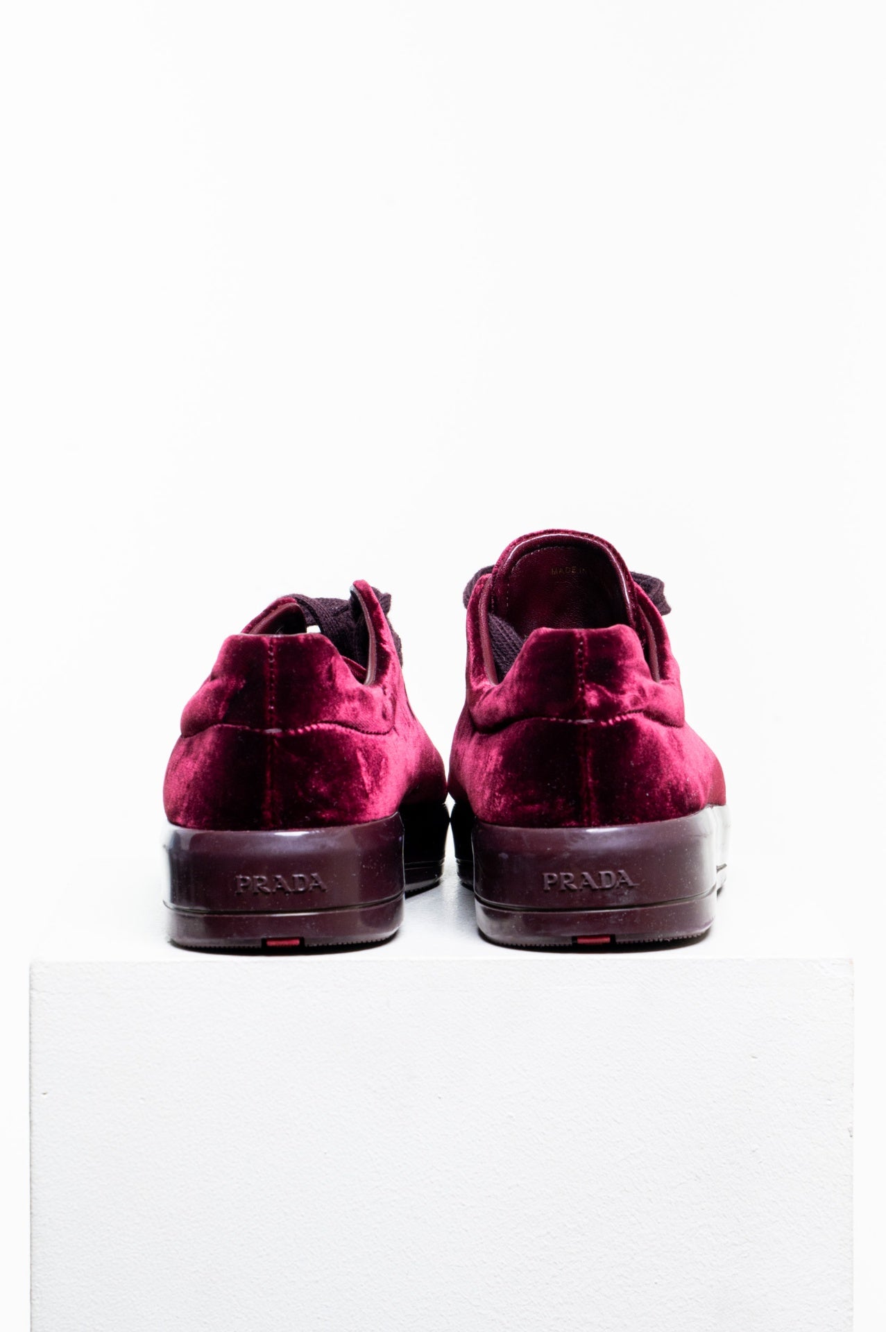Burgundy Velvet Low-Top Sneakers