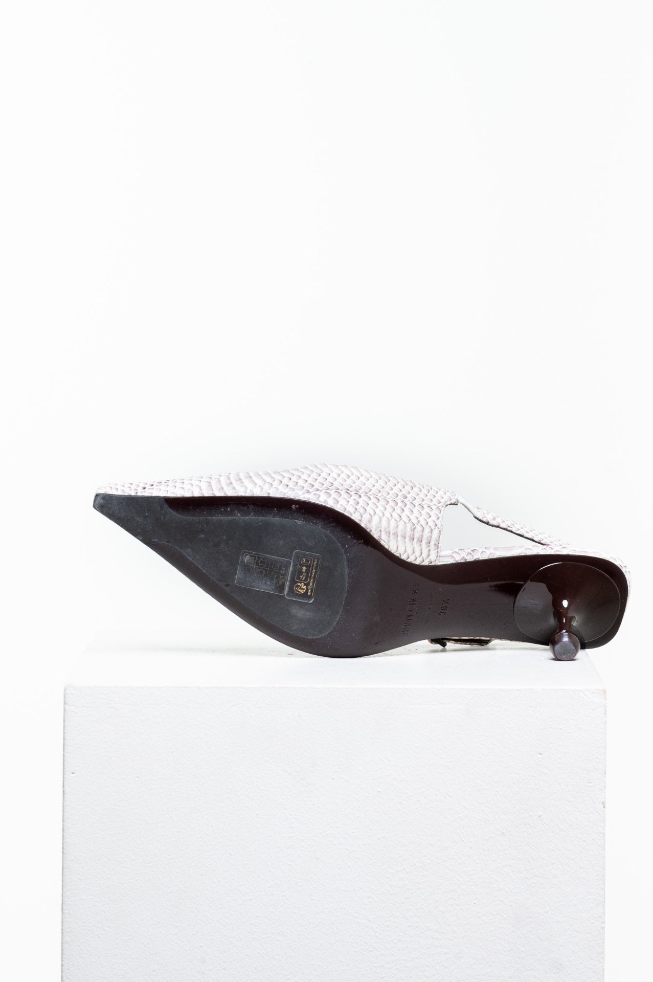 Beige Amel 50 Snake-Effect Leather Slingback Pump