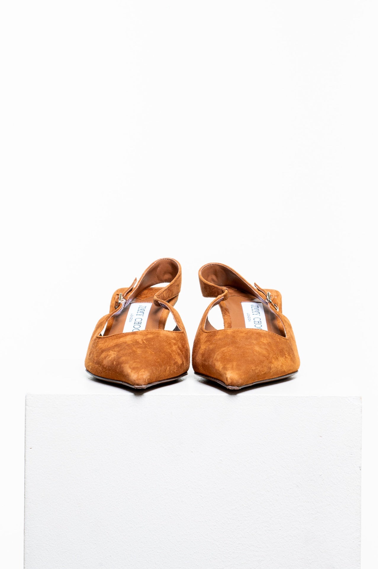 Brown Amel 50 Suede Slingback Pumps with Tortoise Heel