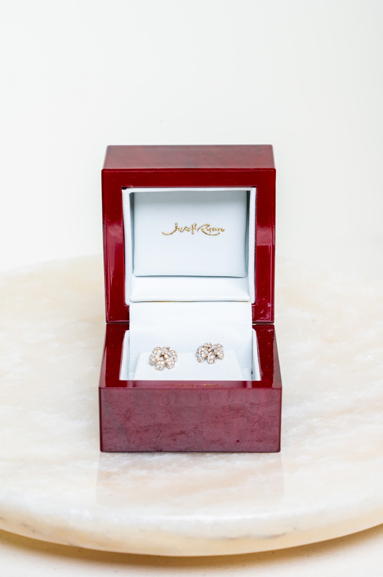 18k Yellow Gold Diamond Pearl Flora Stud Earrings